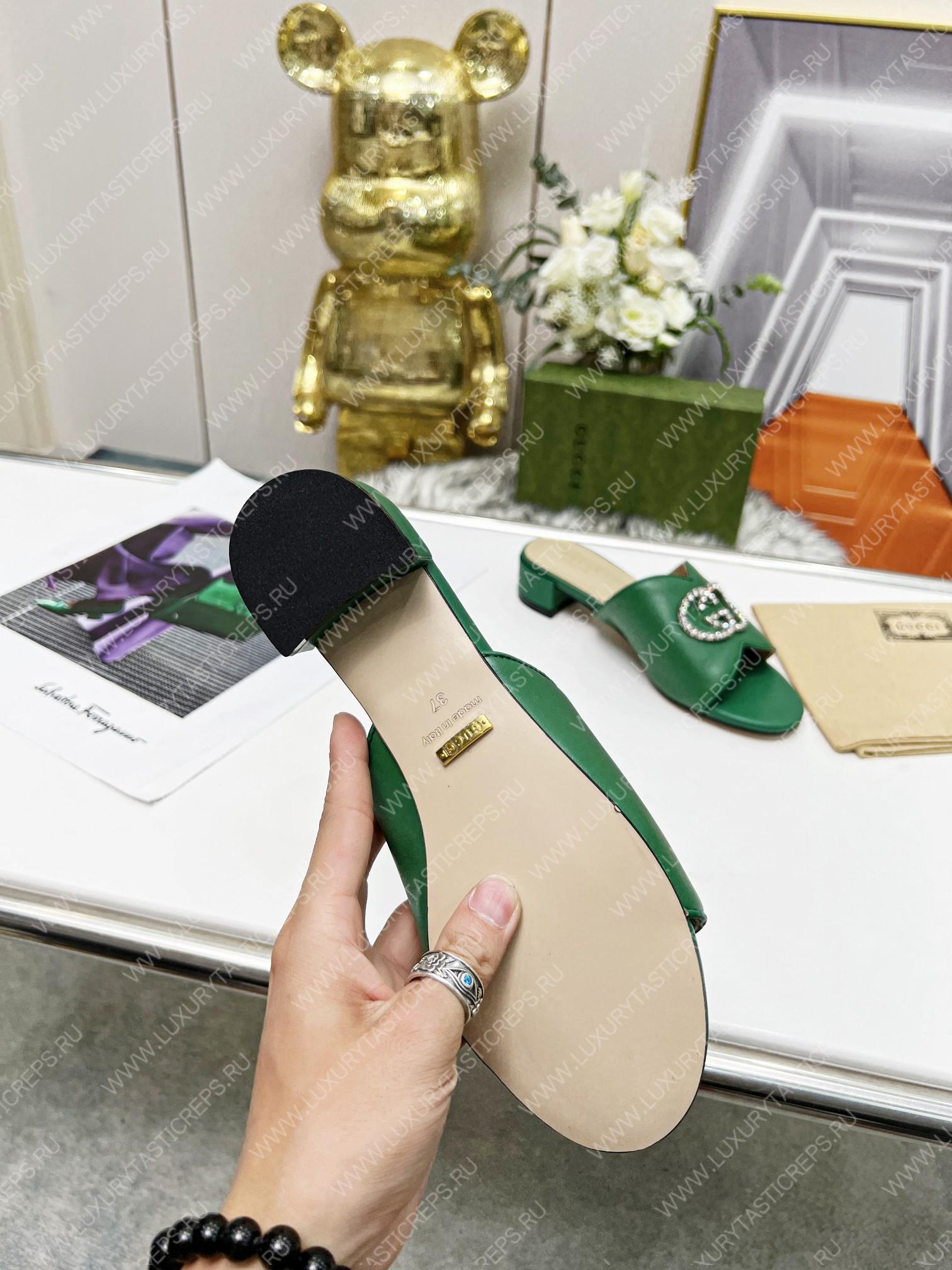 G*u*i bruce sandals silk leather green 690284b8b204862