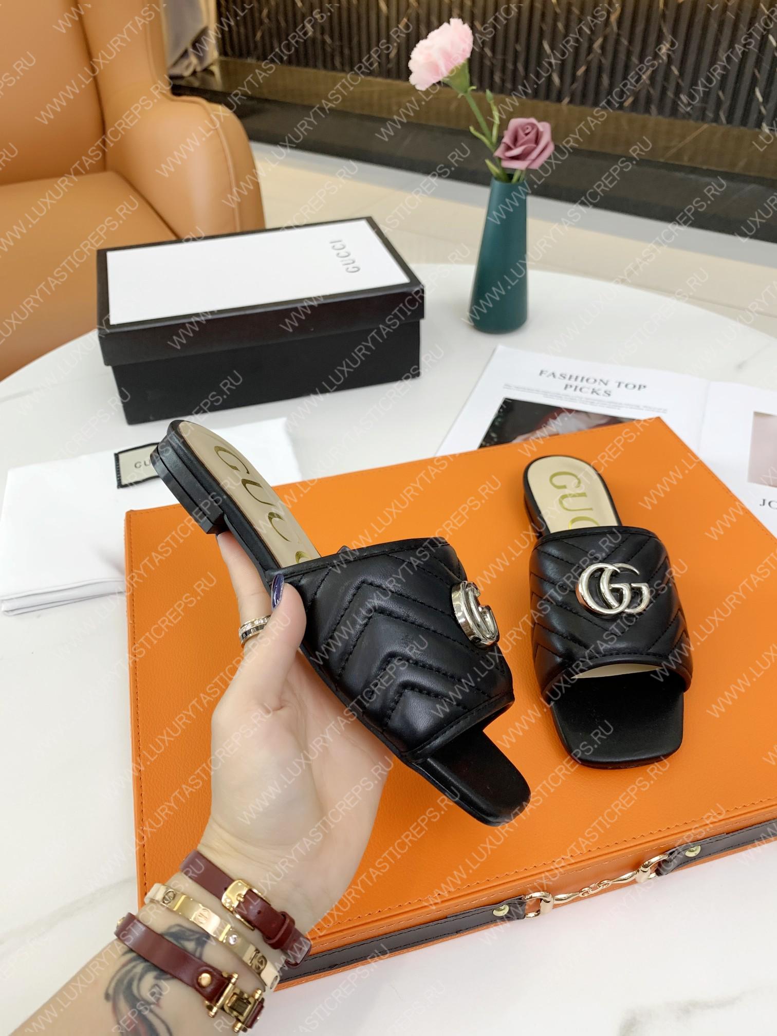 G*u*i double g open toe sandals black 15425109