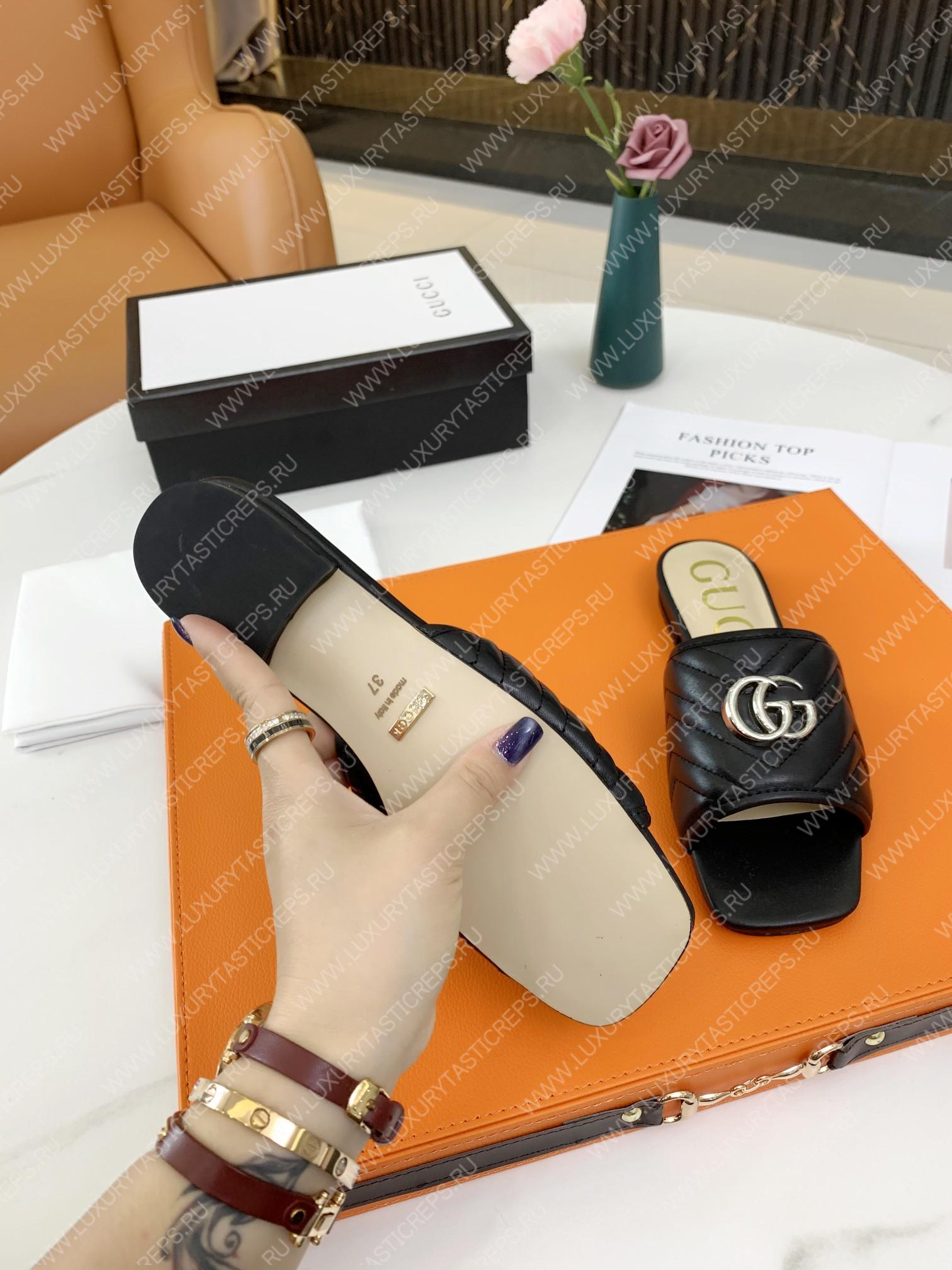 G*u*i double g open toe sandals black 15425109