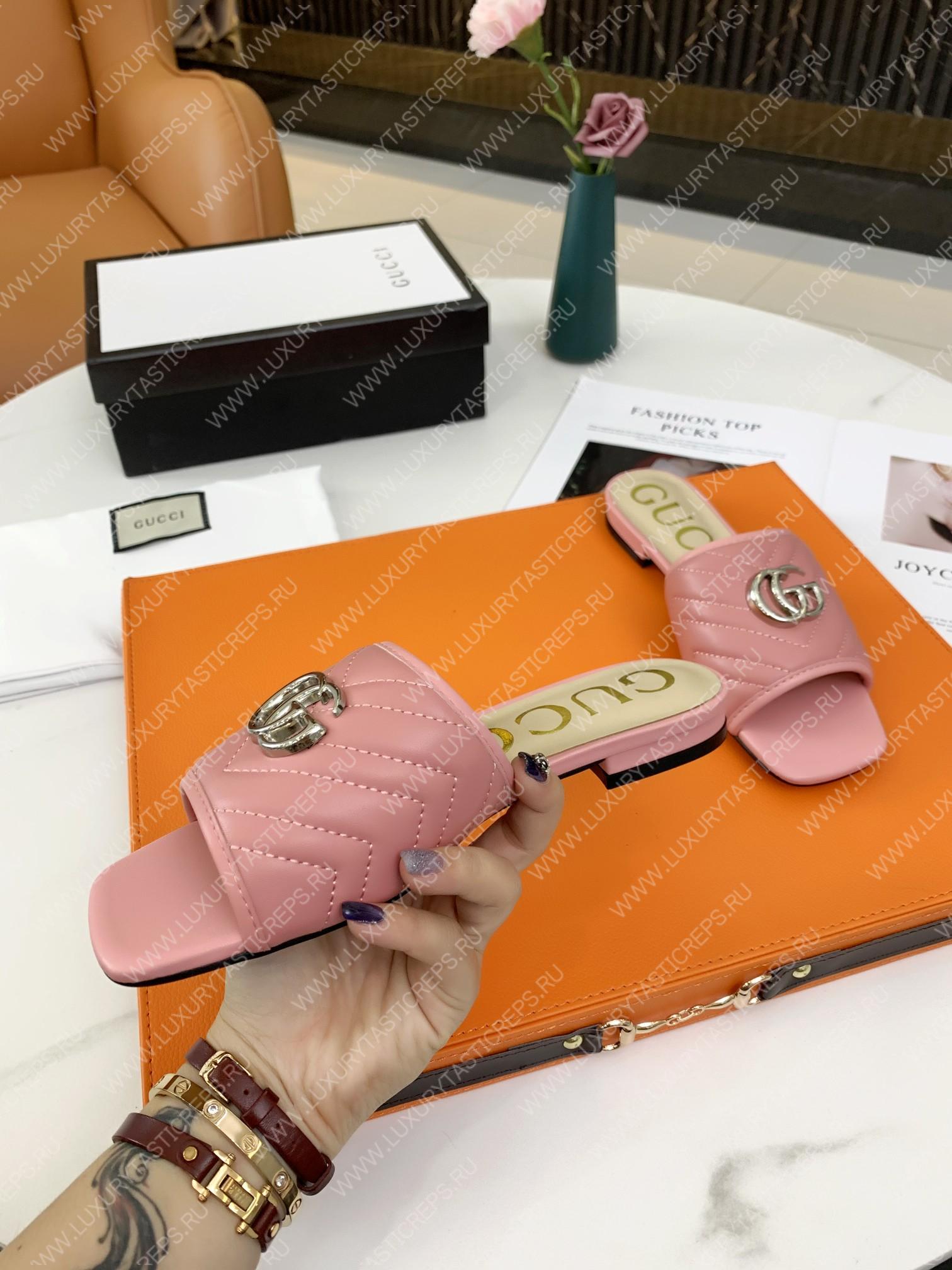 G*u*i double g open toe sandals leather rose pink 15425109