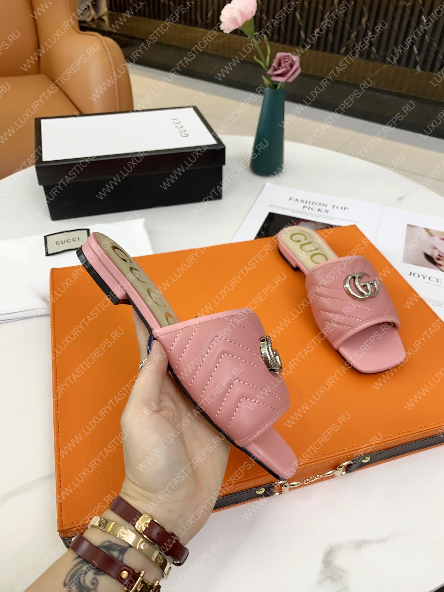 G*u*i double g open toe sandals leather rose pink 15425109