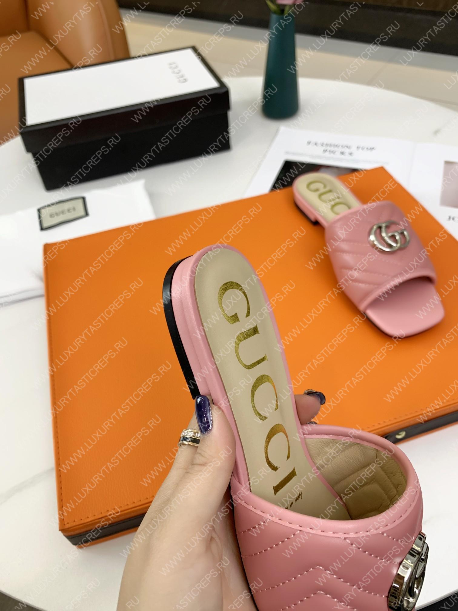 G*u*i double g open toe sandals leather rose pink 15425109