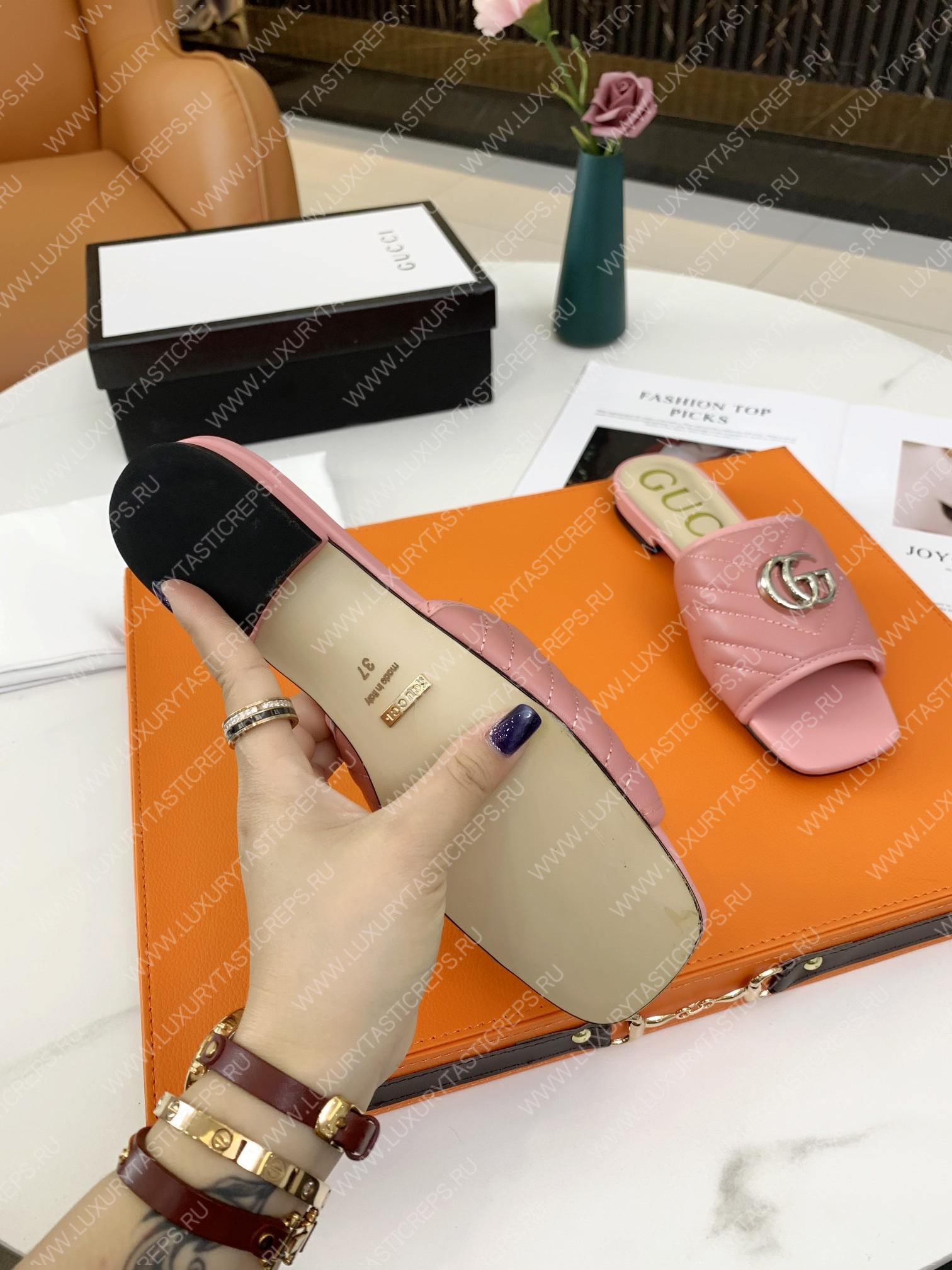 G*u*i double g open toe sandals leather rose pink 15425109