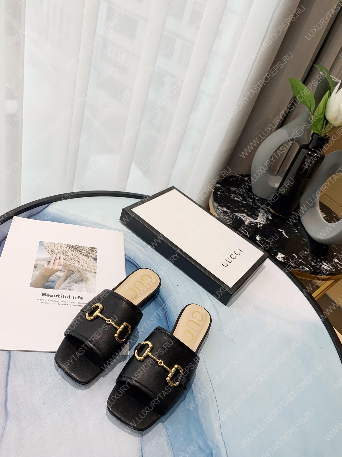 G*u*i leather slides black 623111