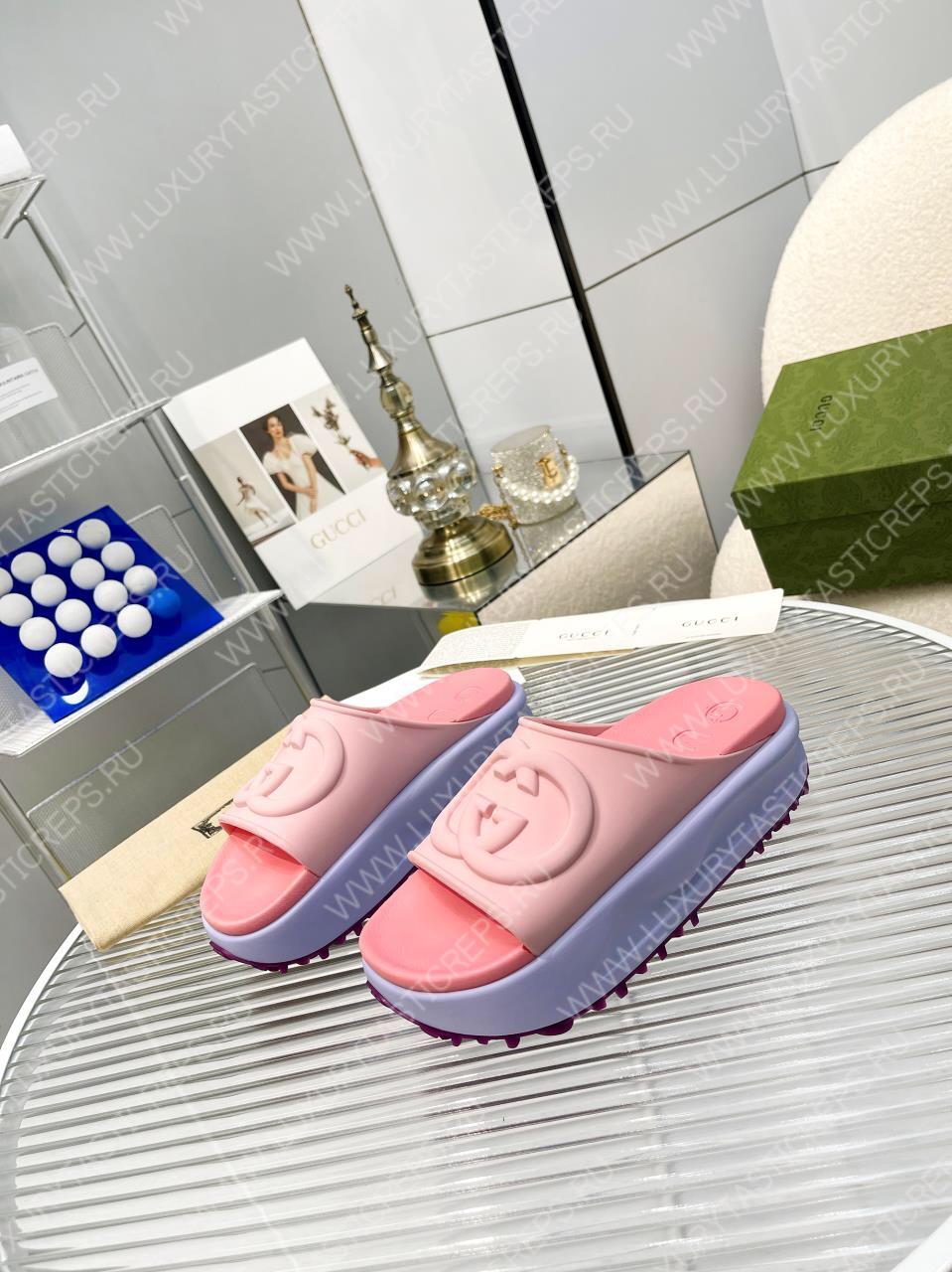 G*u*i slide sandal pink & purple 692845