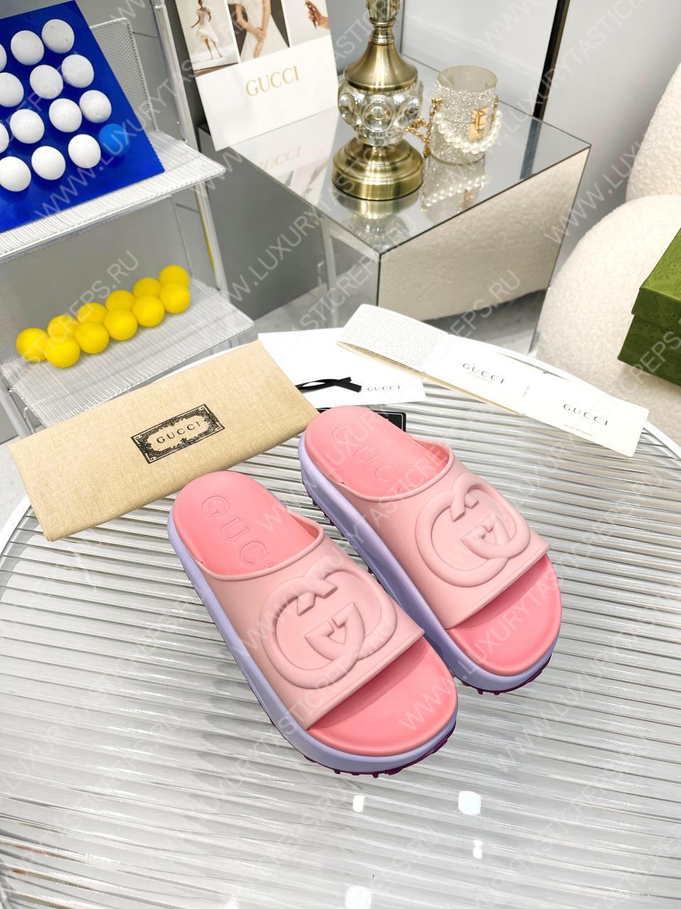 G*u*i slide sandal pink & purple 692845