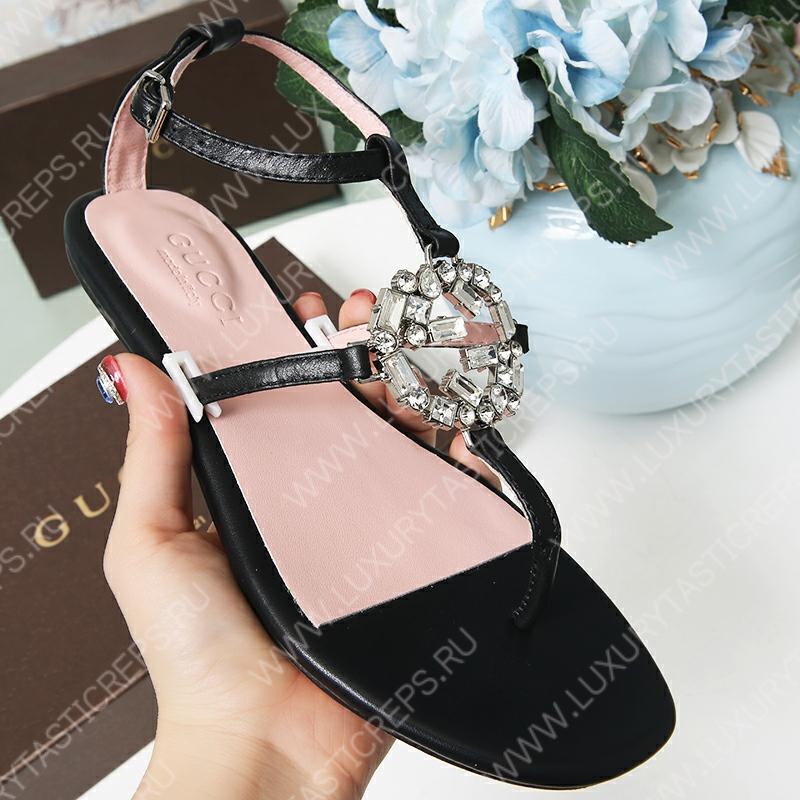 G*u*i gg sparkling thong flat sandal gold, silver and black 497444