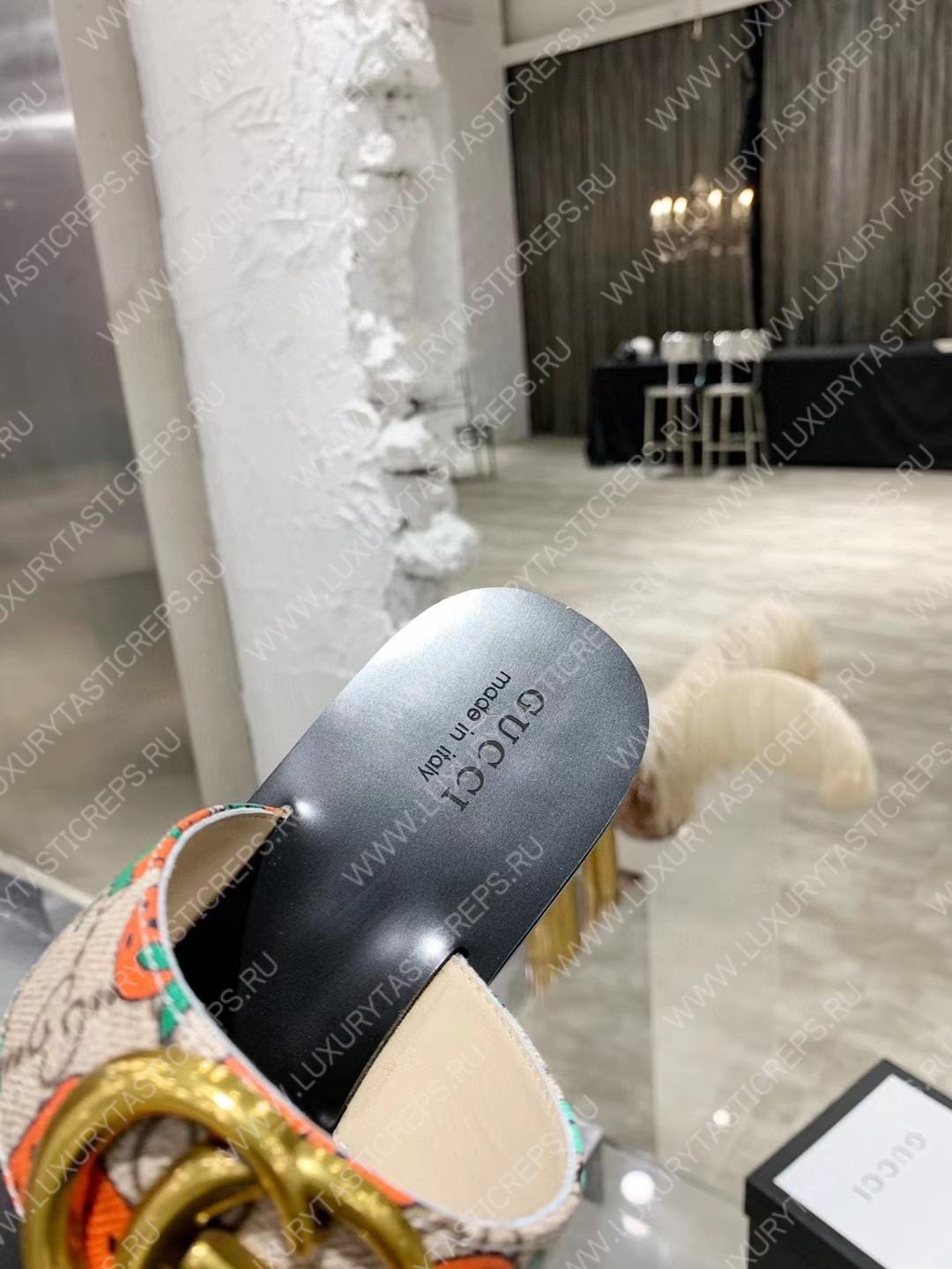 G*u*i leather thong sandal with double g multicolour 497444