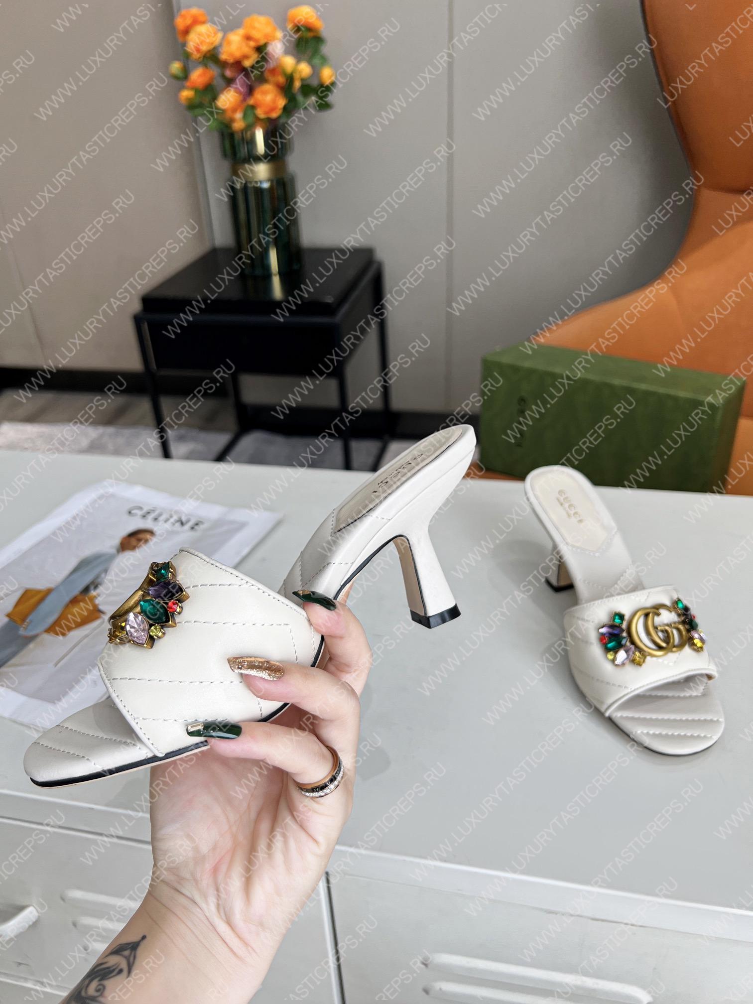 G*u*i women’s double g slide sandal leather white 4183228