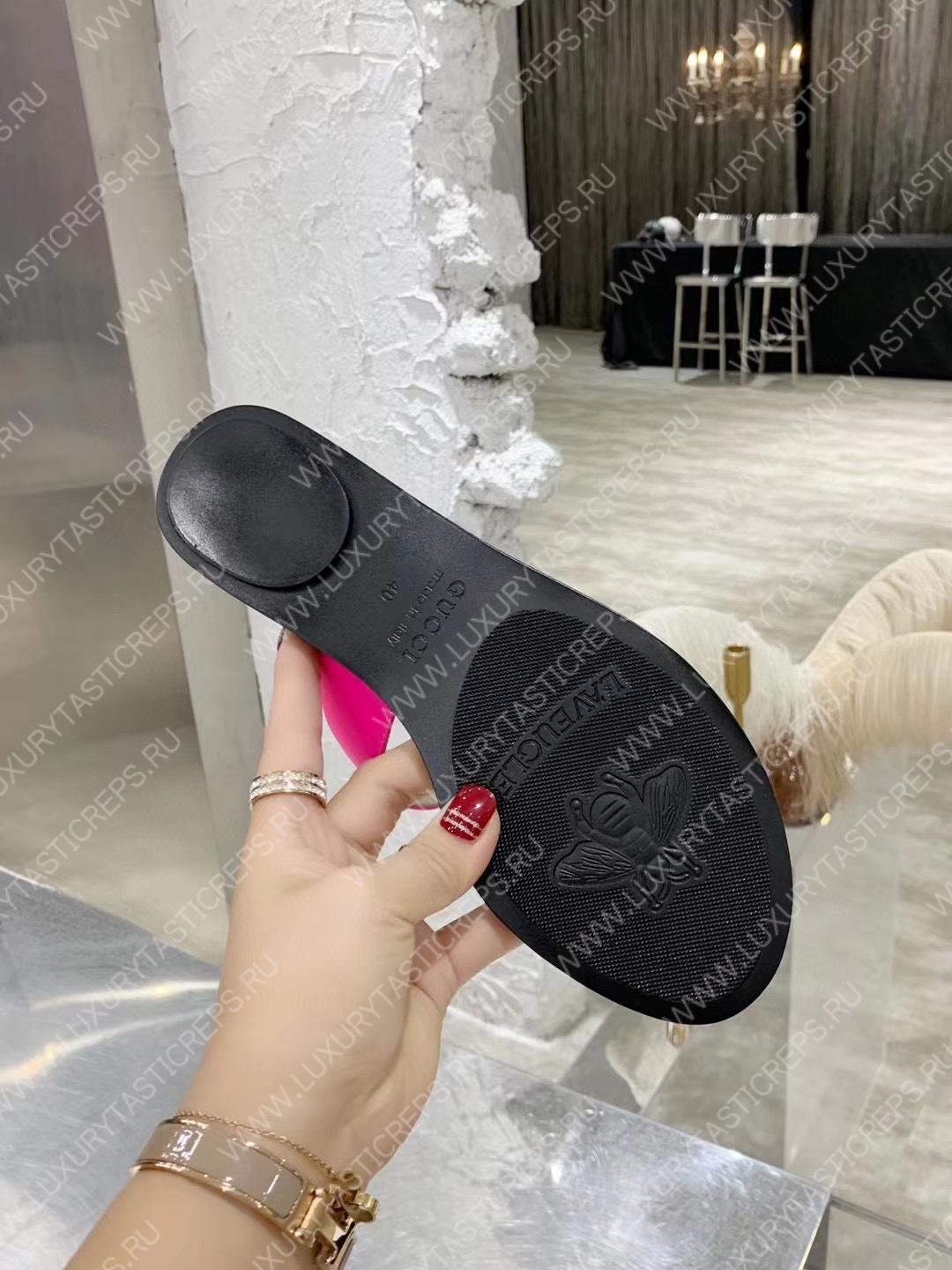 G*u*i leather thong sandal with double g pink 497444