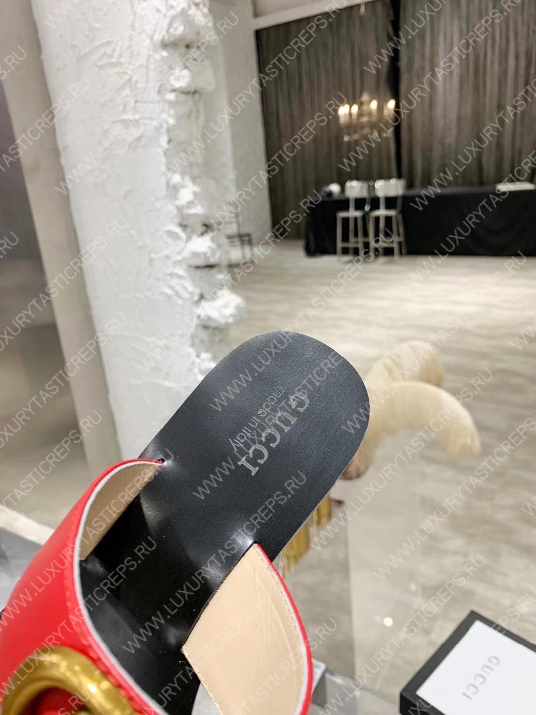 G*u*i leather thong sandal with double g red 497444