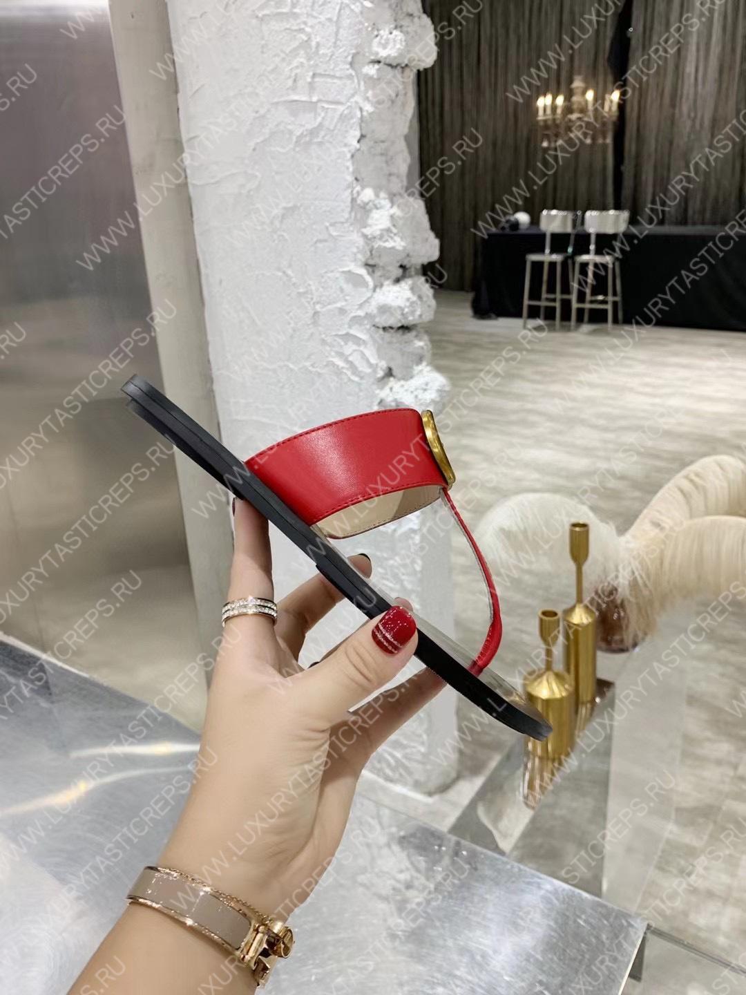 G*u*i leather thong sandal with double g red 497444