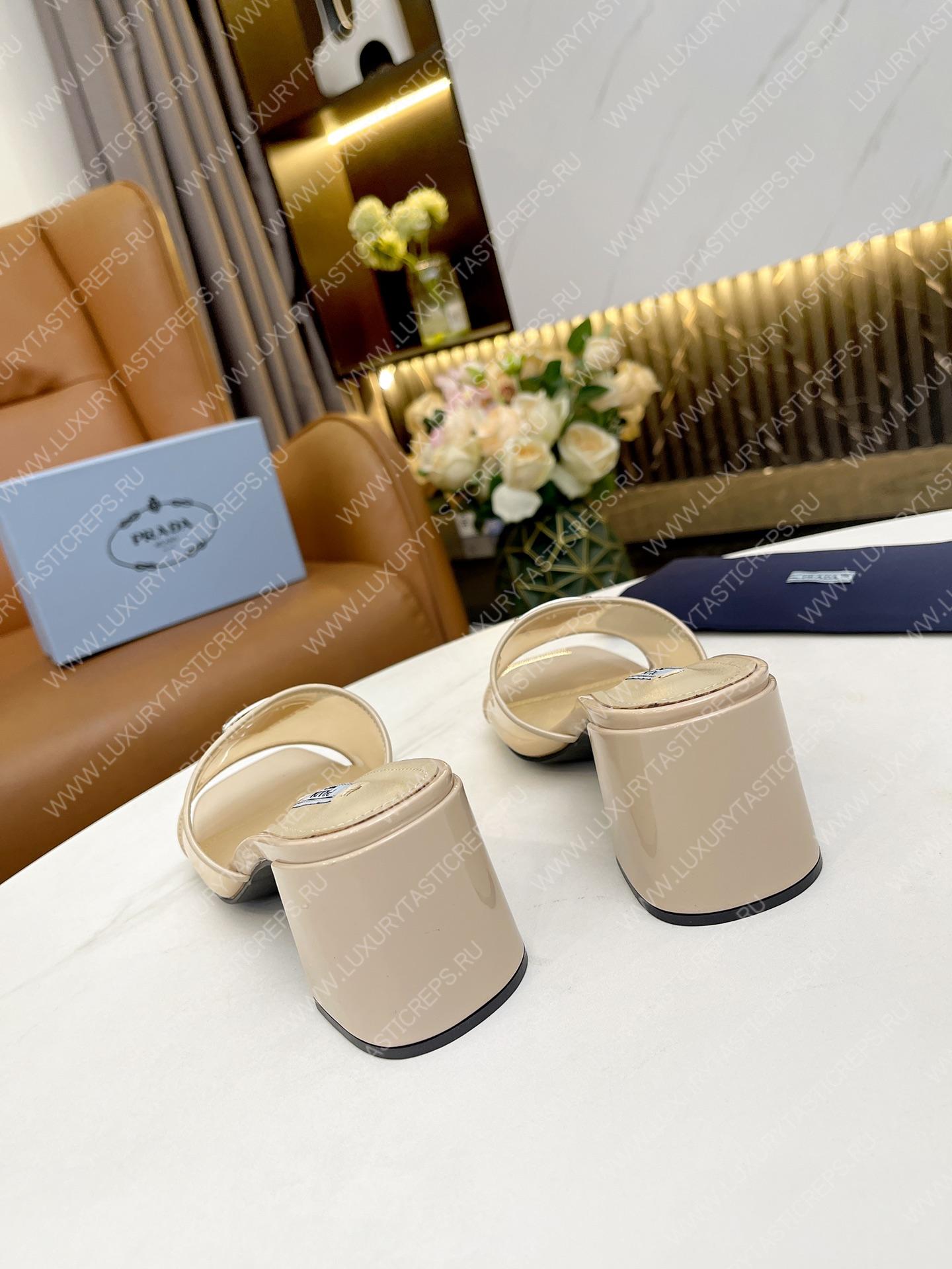 Pra*a plexiglas and patent leather sandals desert beige 1xx644