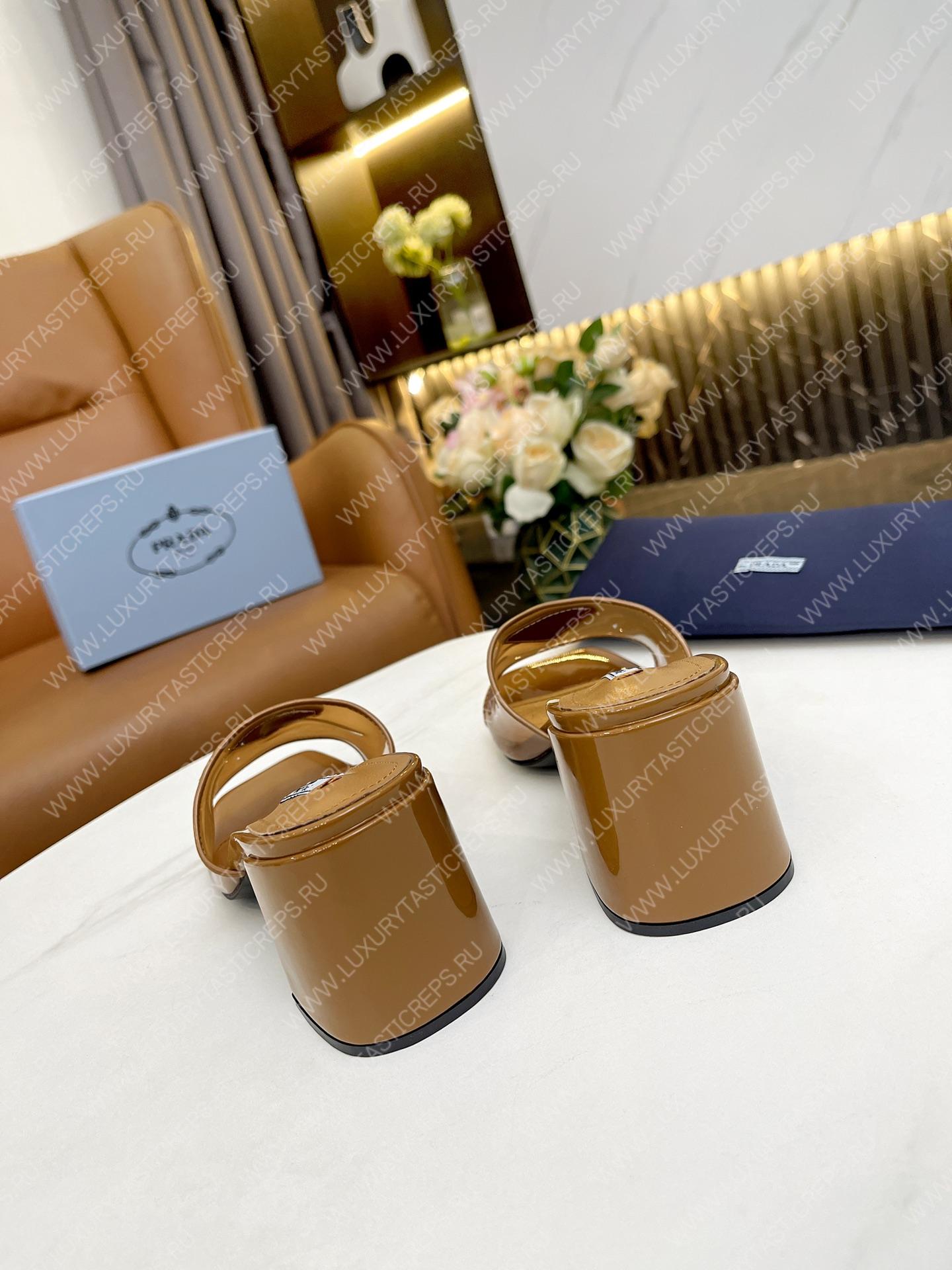 Pra*a plexiglas and patent leather brown 1xx644