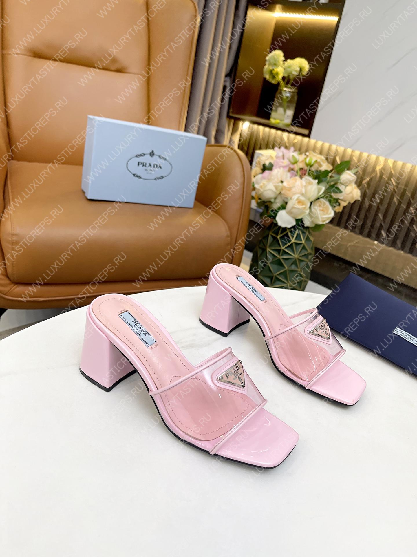 Pra*a plexiglas & patent leather sandals pink 1xx644