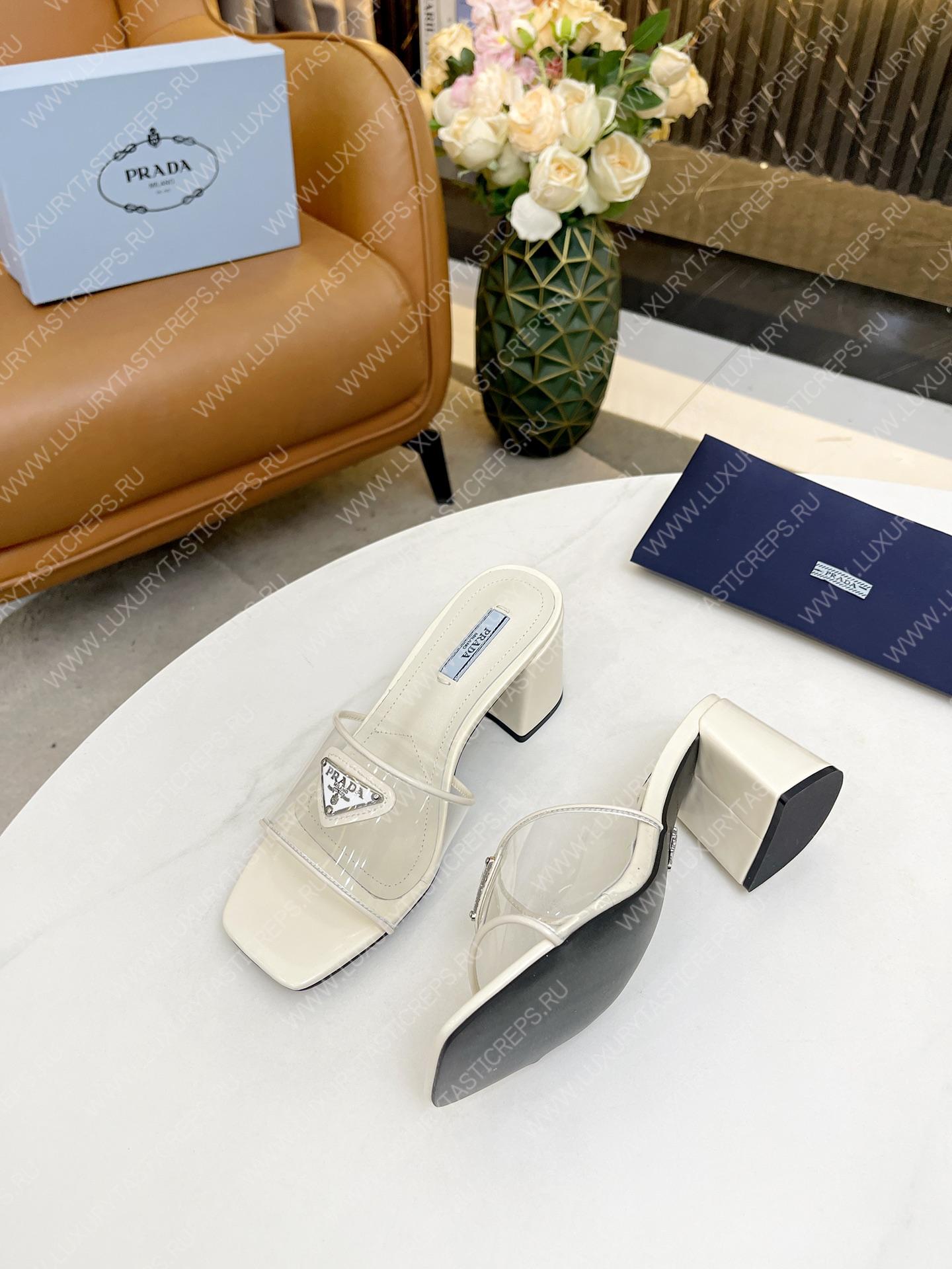 Pra*a plexiglas & patent leather sandals white 1xx644