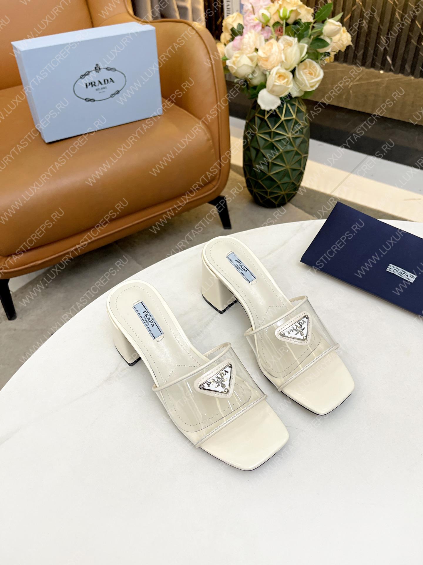 Pra*a plexiglas & patent leather sandals white 1xx644