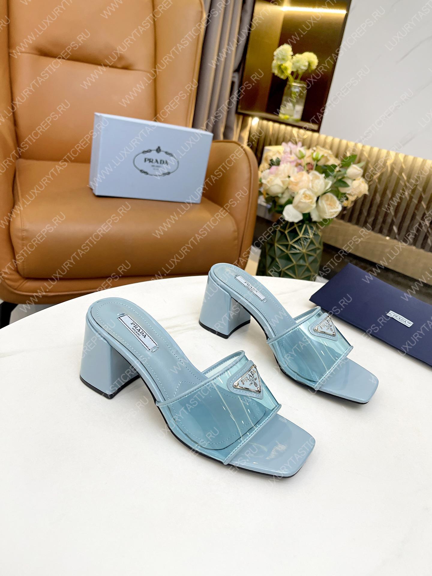 Pra*a plexiglas & patent leather sandals light blue 1xx644