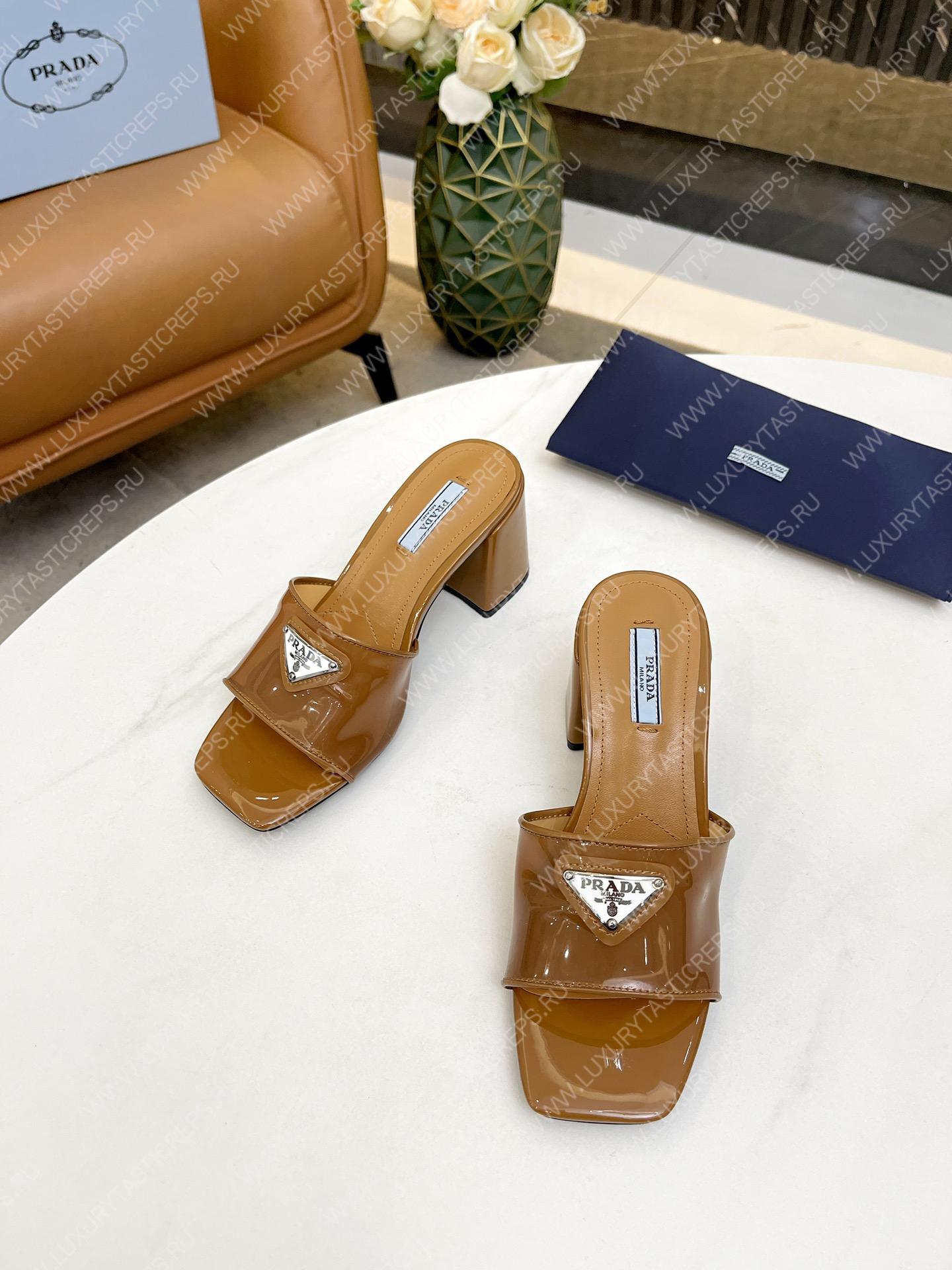 Pra*a plexiglas & patent leather sandals brown 1xx644