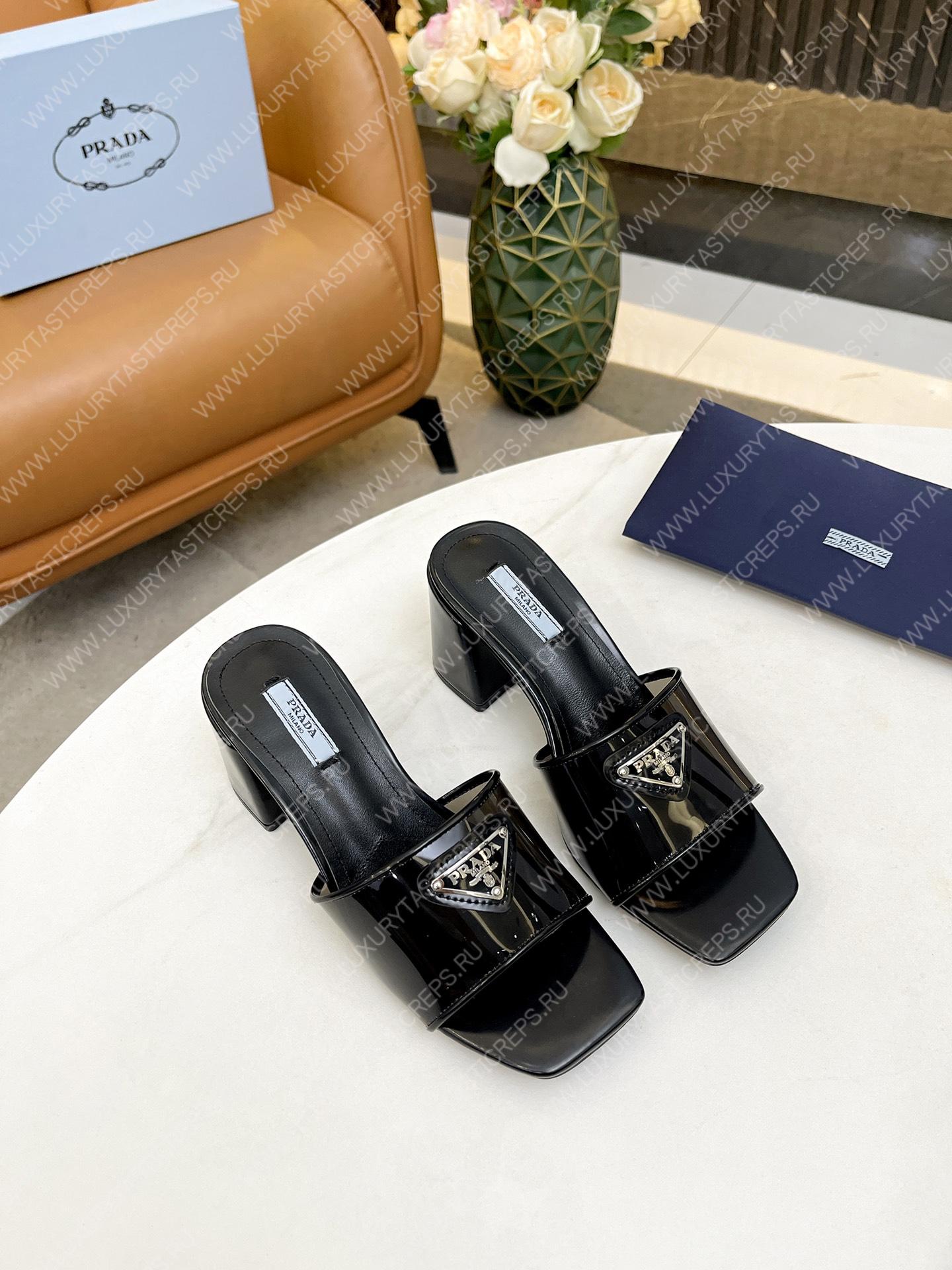 Pra*a plexiglas & patent leather sandals black 1xx644