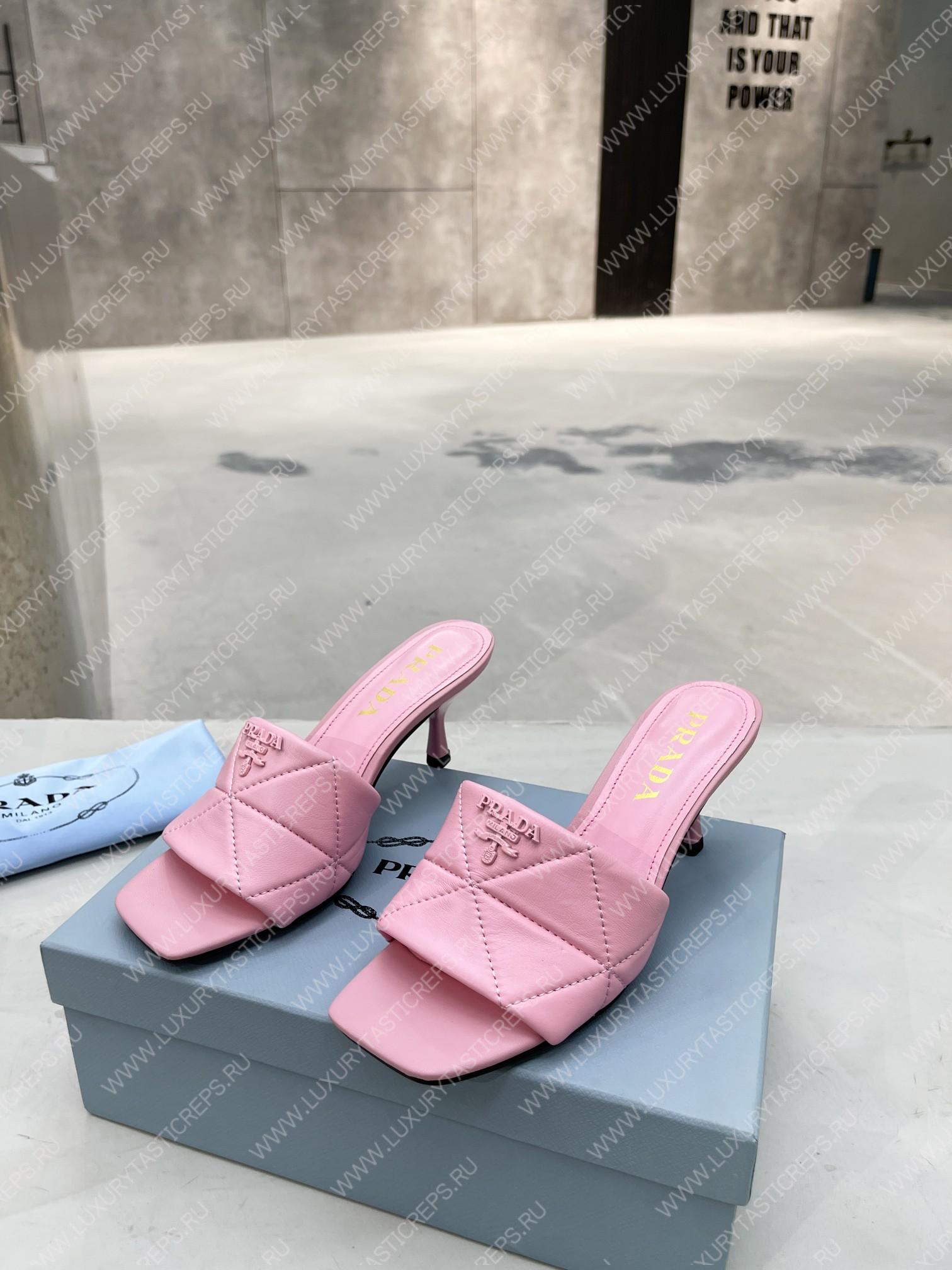 Pra*a quilted nappa leather heeled sandals pink 1xx583