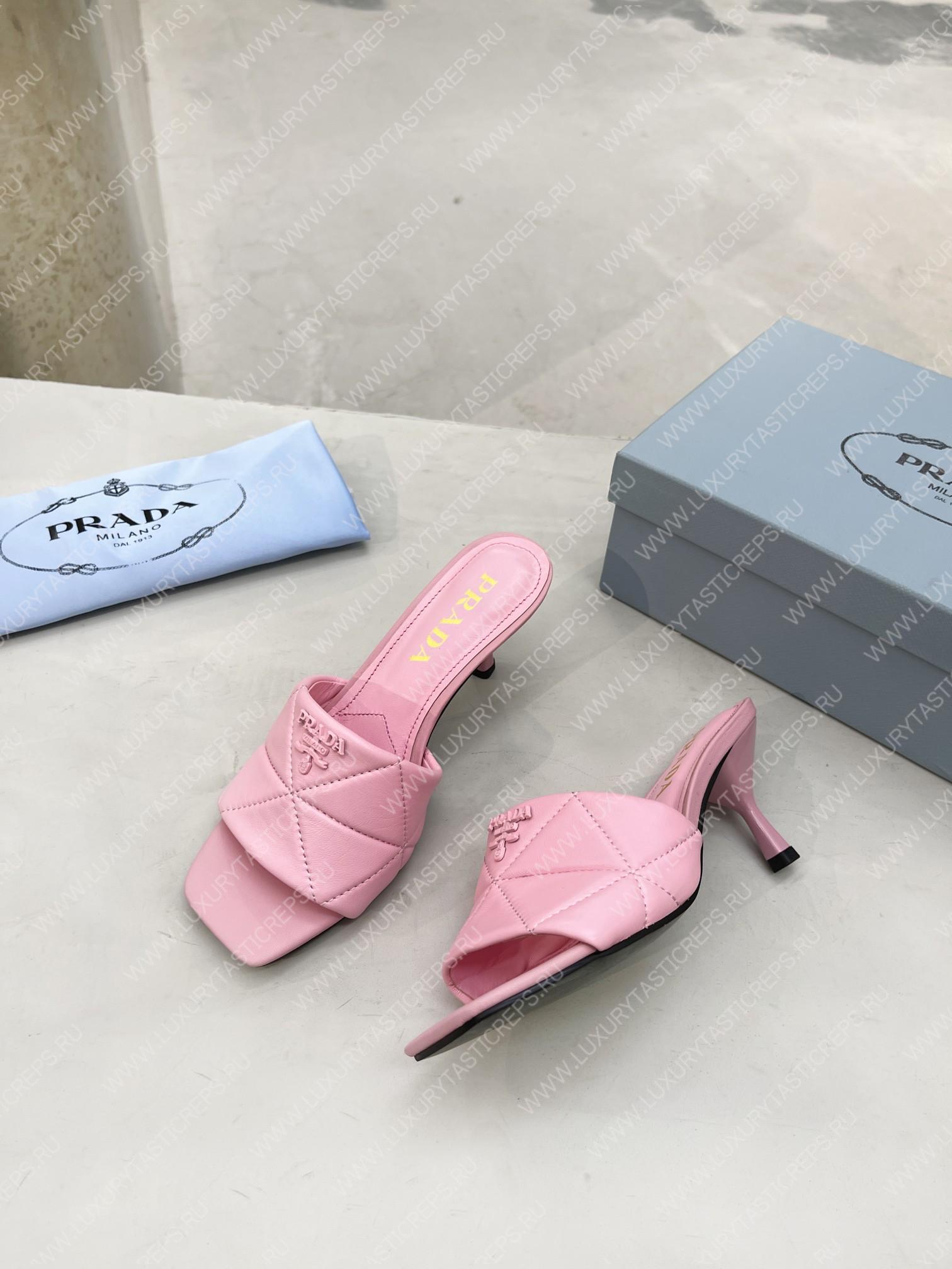 Pra*a quilted nappa leather heeled sandals pink 1xx583