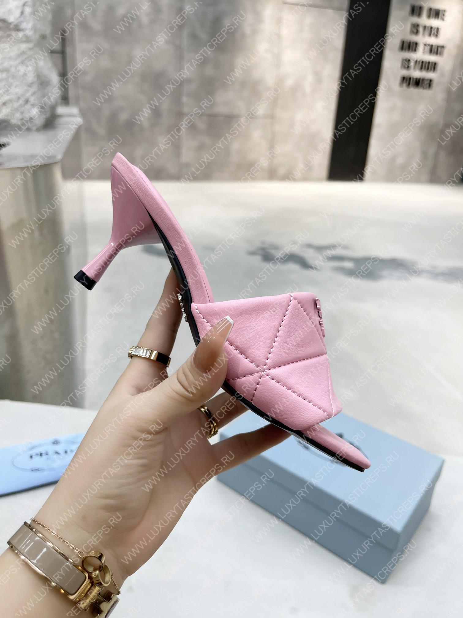 Pra*a quilted nappa leather heeled sandals pink 1xx583