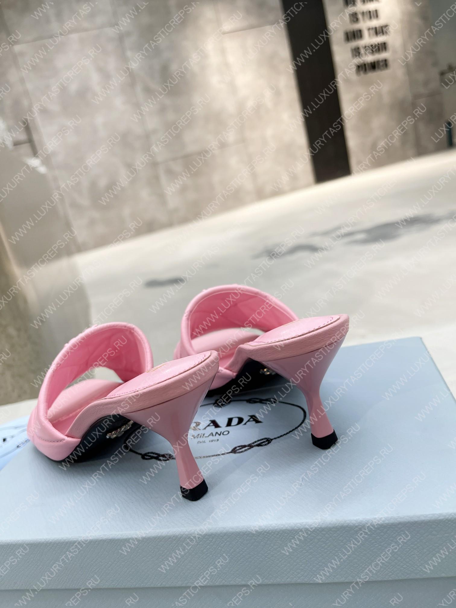 Pra*a quilted nappa leather heeled sandals pink 1xx583