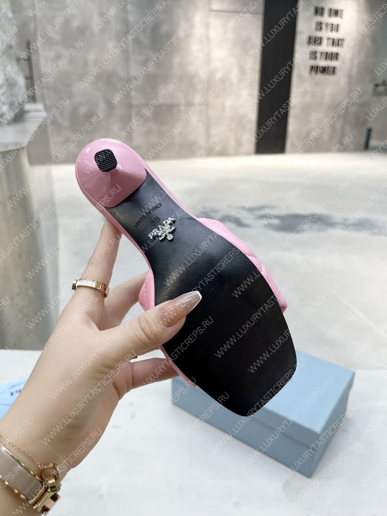 Pra*a quilted nappa leather heeled sandals pink 1xx583