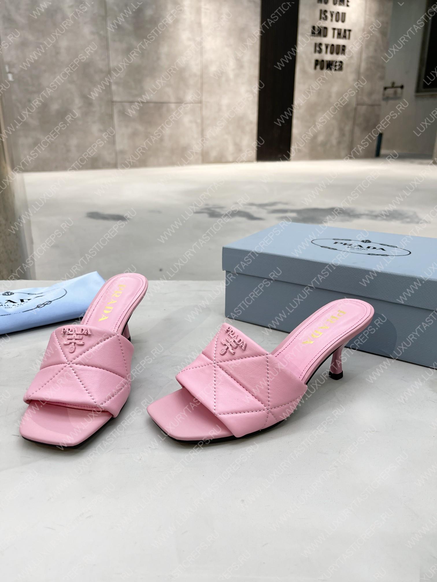 Pra*a quilted nappa leather heeled sandals pink 1xx583