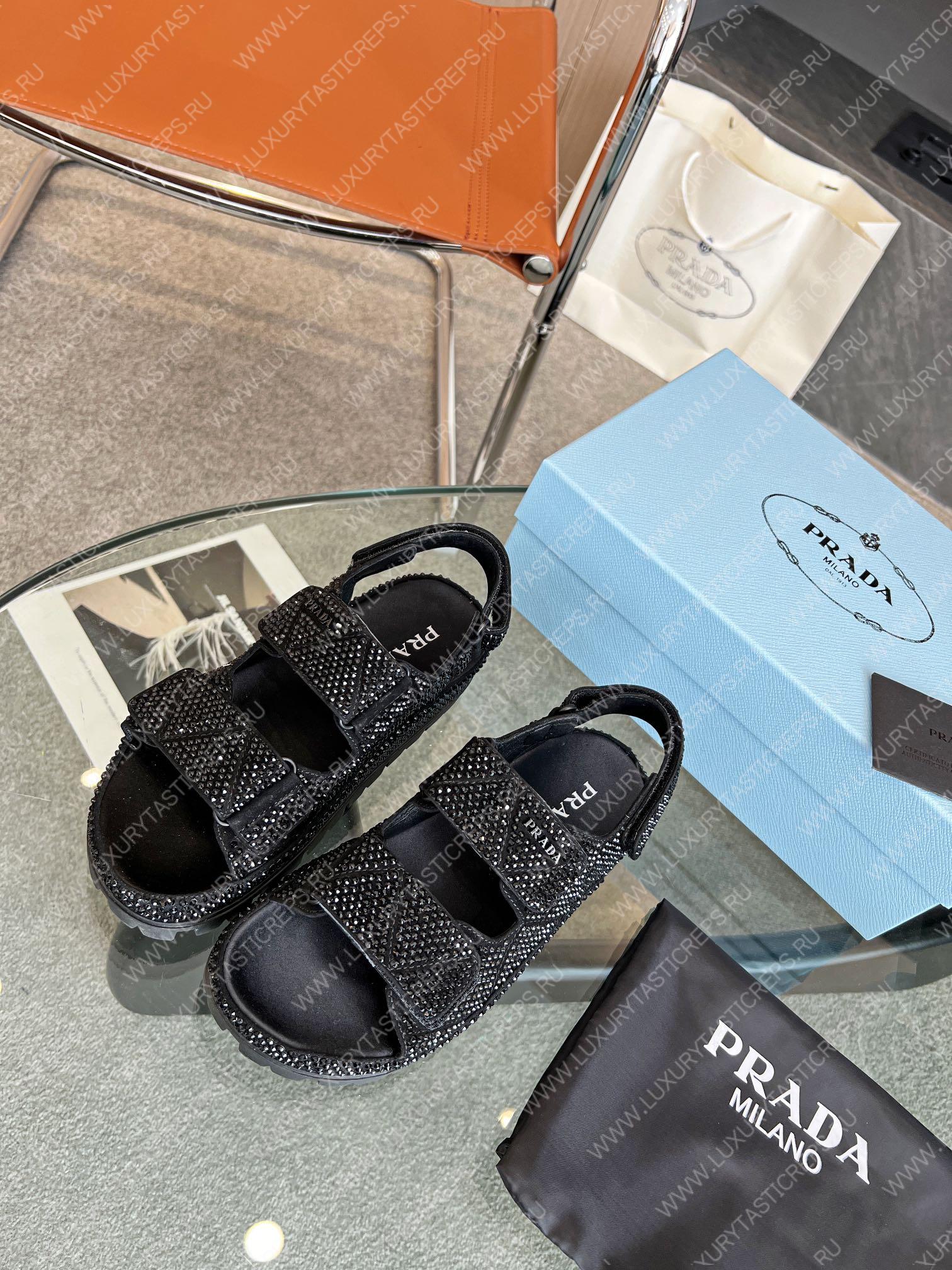 Pra*a stain sandals with crystals black 1x013n