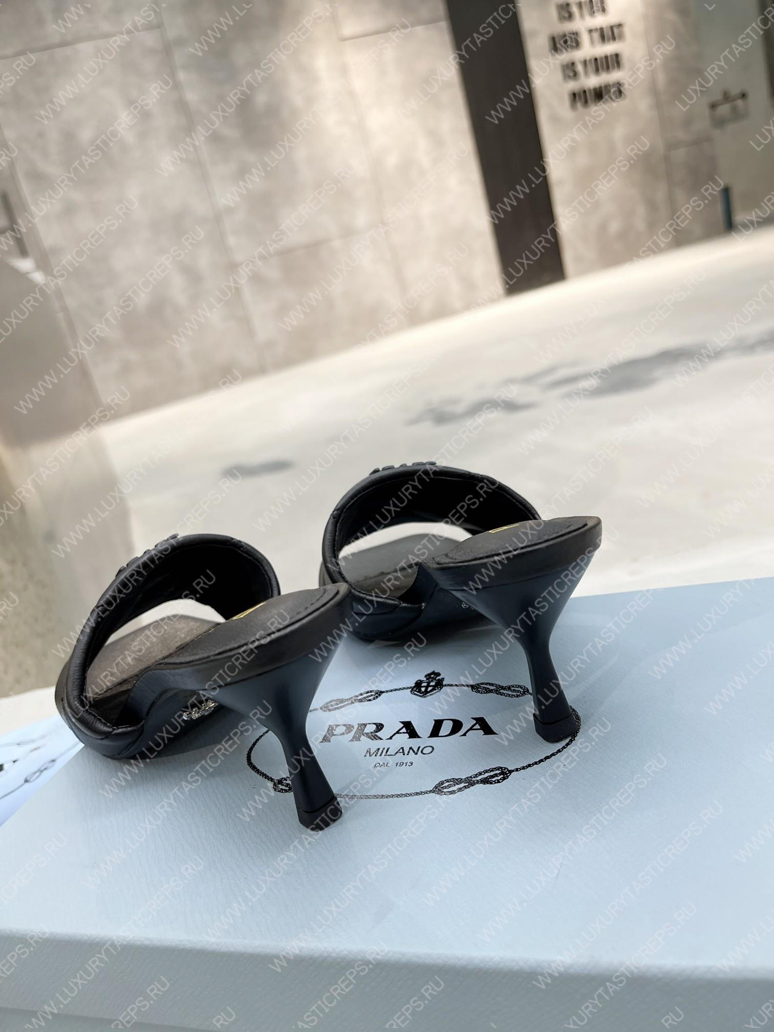 Pra*a quilted nappa leather heeled sandals black 1xx583