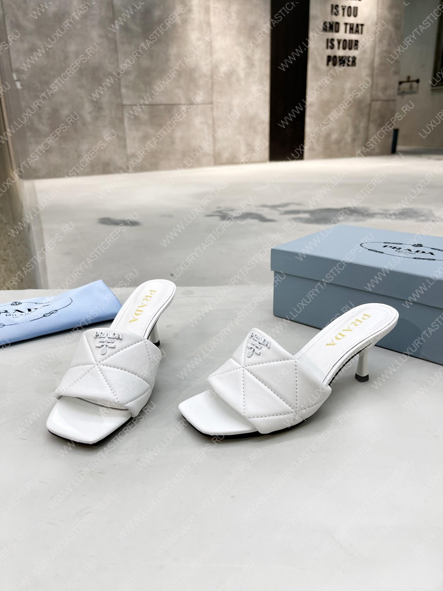 Pra*a quilted nappa leather heeled sandals white 1xx583