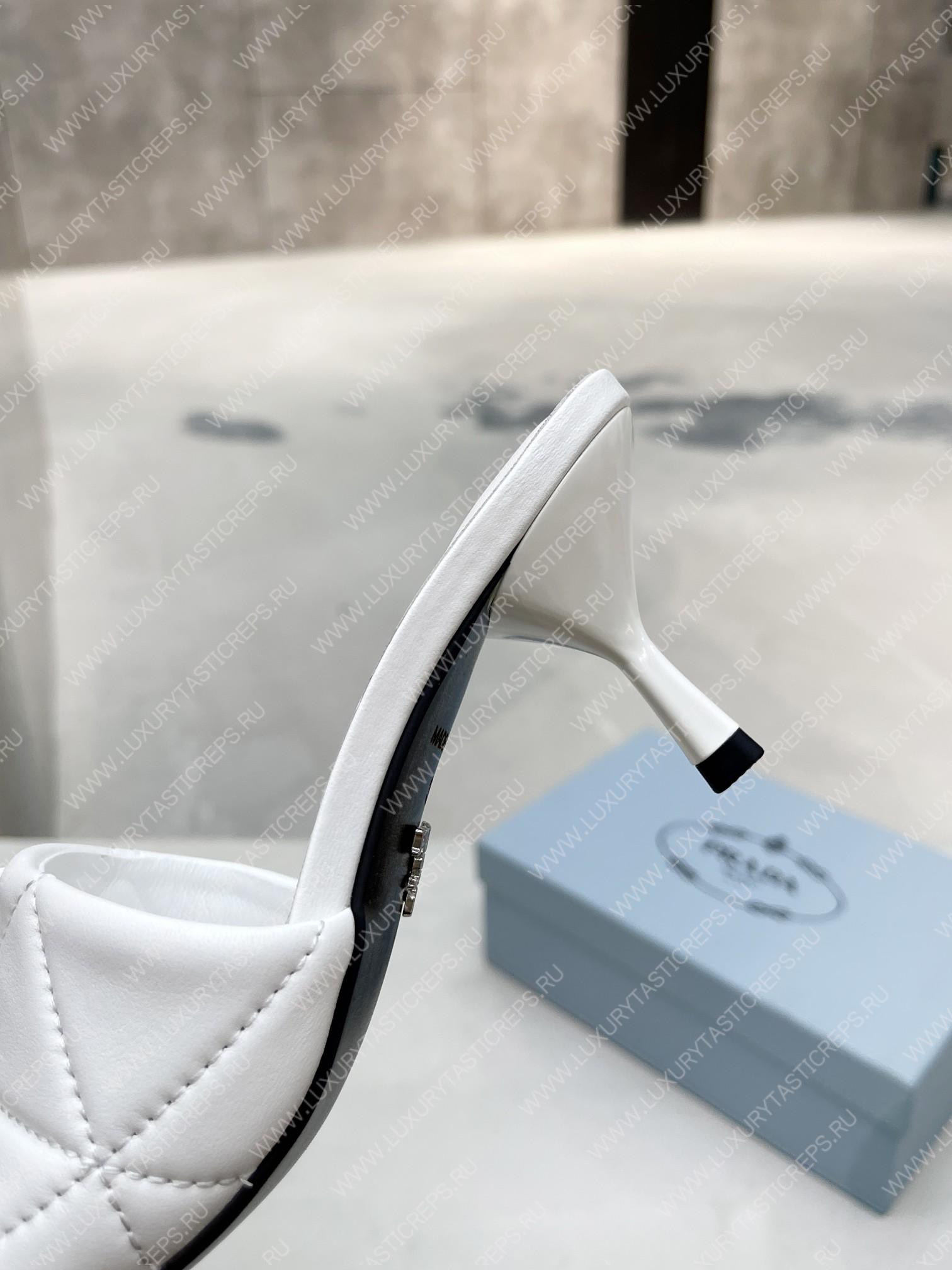 Pra*a quilted nappa leather heeled sandals white 1xx583