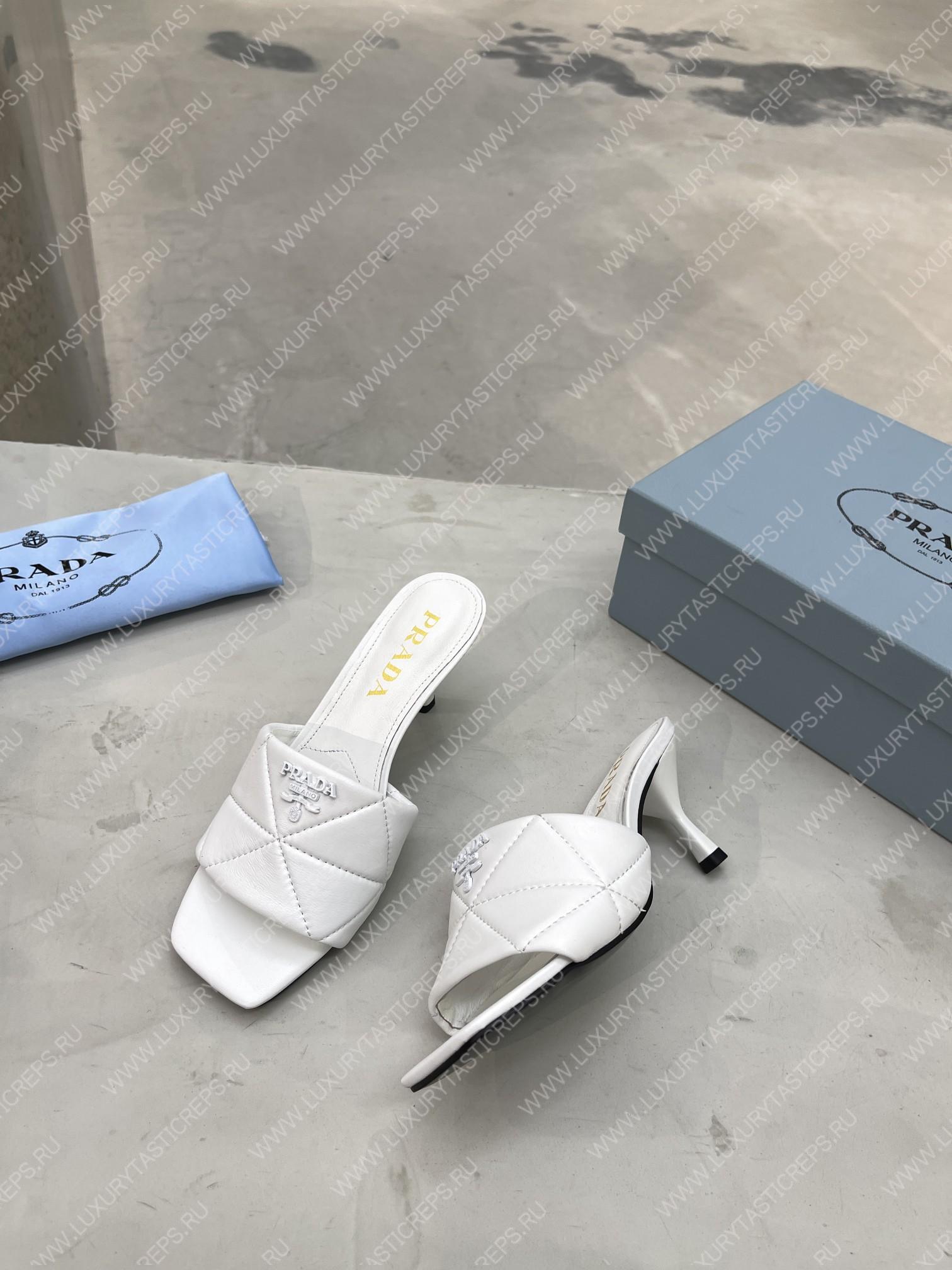 Pra*a quilted nappa leather heeled sandals white 1xx583