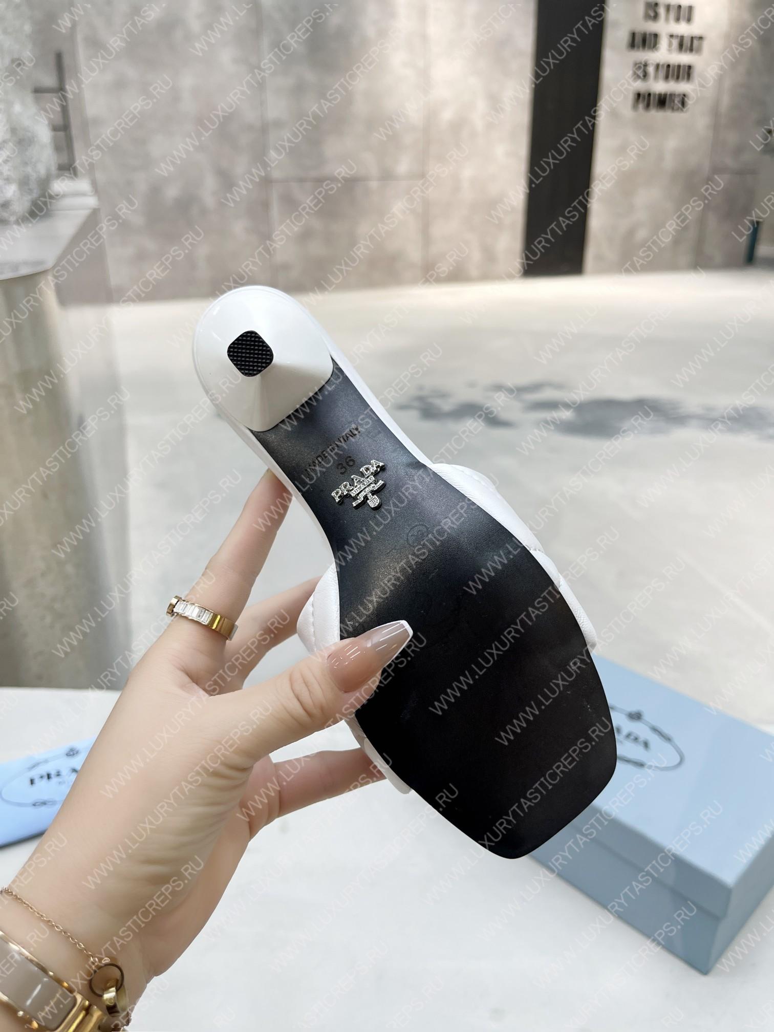 Pra*a quilted nappa leather heeled sandals white 1xx583