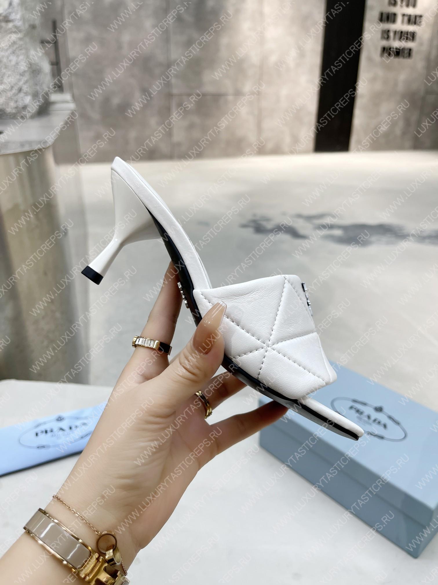 Pra*a quilted nappa leather heeled sandals white 1xx583