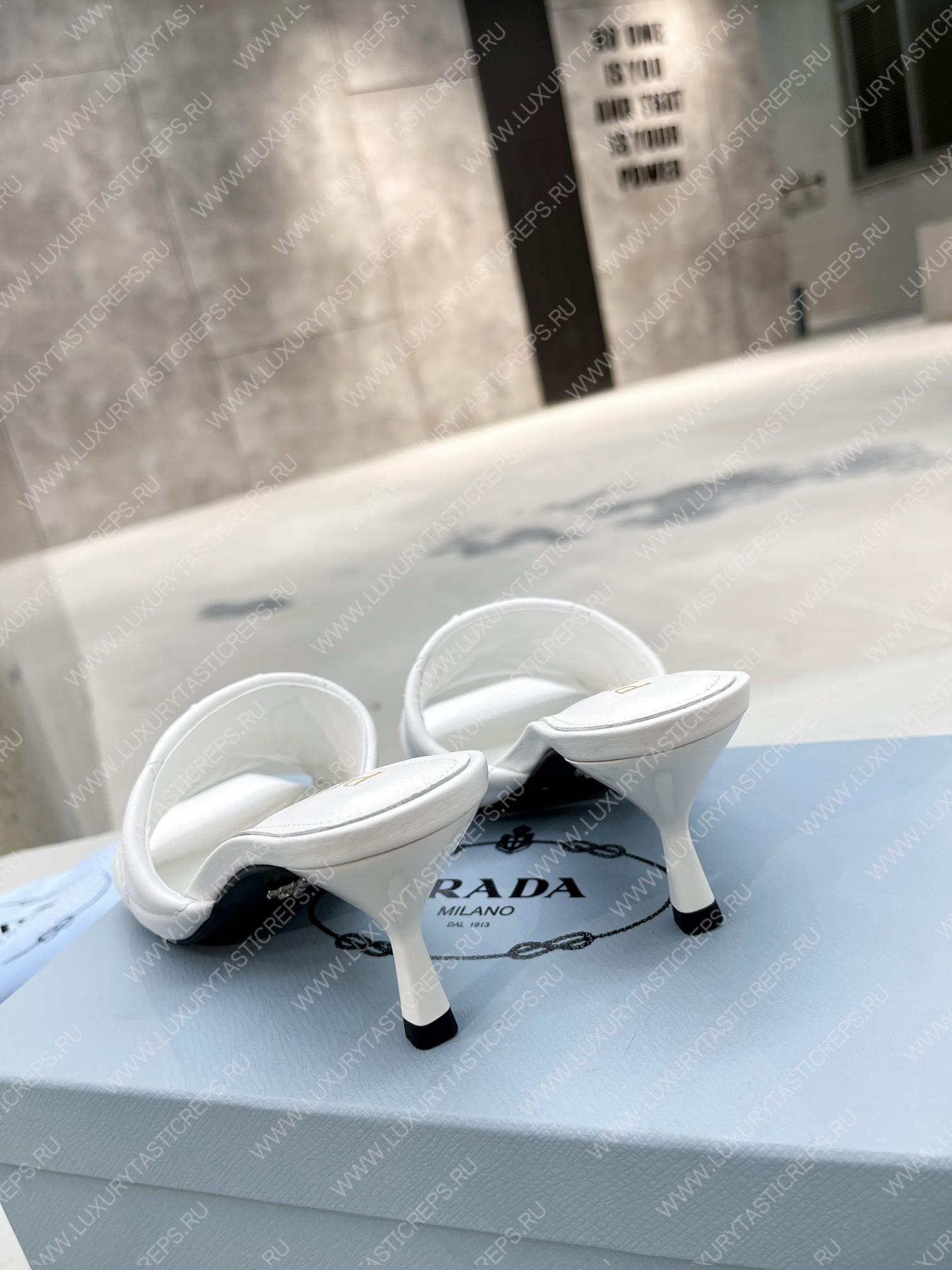 Pra*a quilted nappa leather heeled sandals white 1xx583