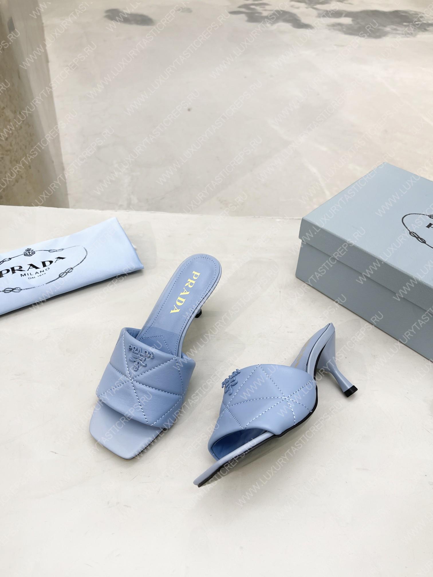 Pra*a quilted nappa leather heeled sandals light blue 1xx583