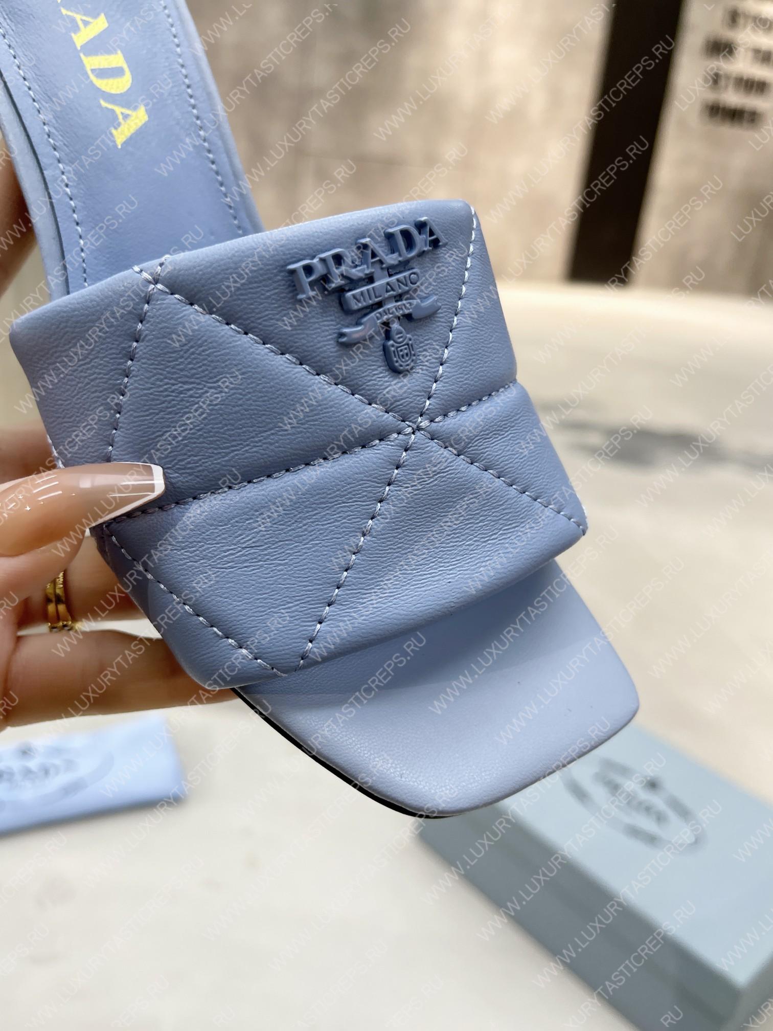 Pra*a quilted nappa leather heeled sandals light blue 1xx583