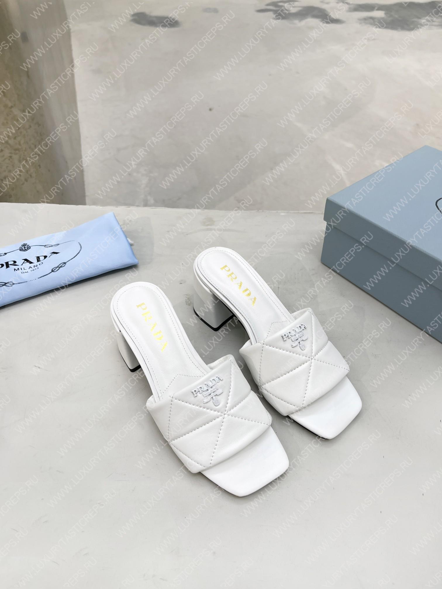 Pra*a quilted nappa leather heeled sandals white 1xx583