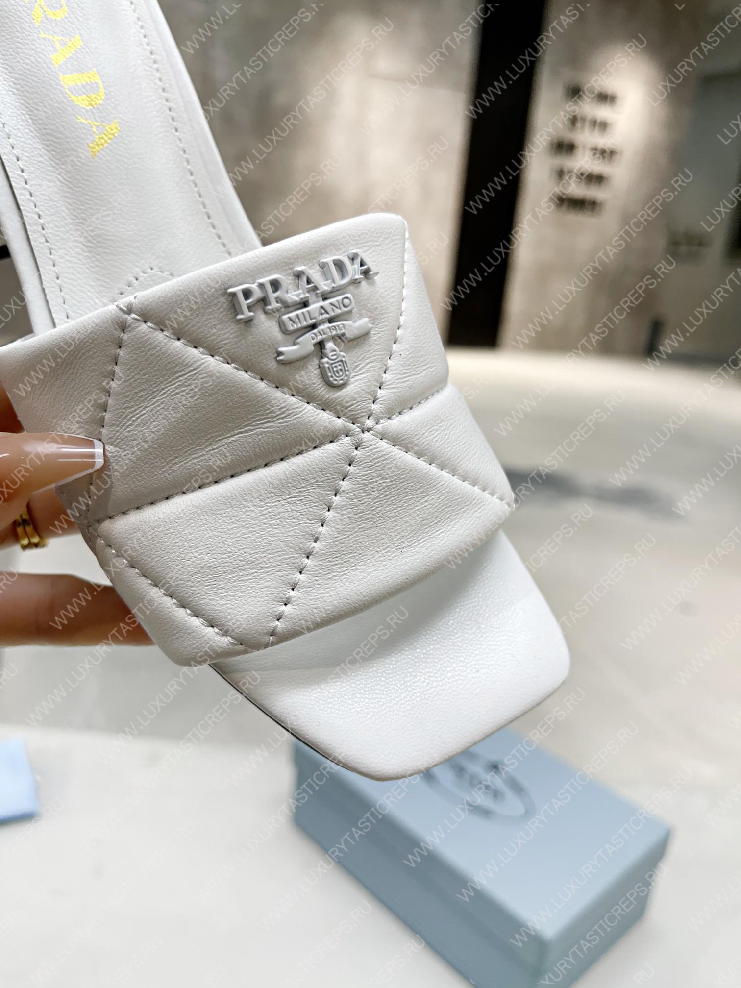 Pra*a quilted nappa leather heeled sandals white 1xx583