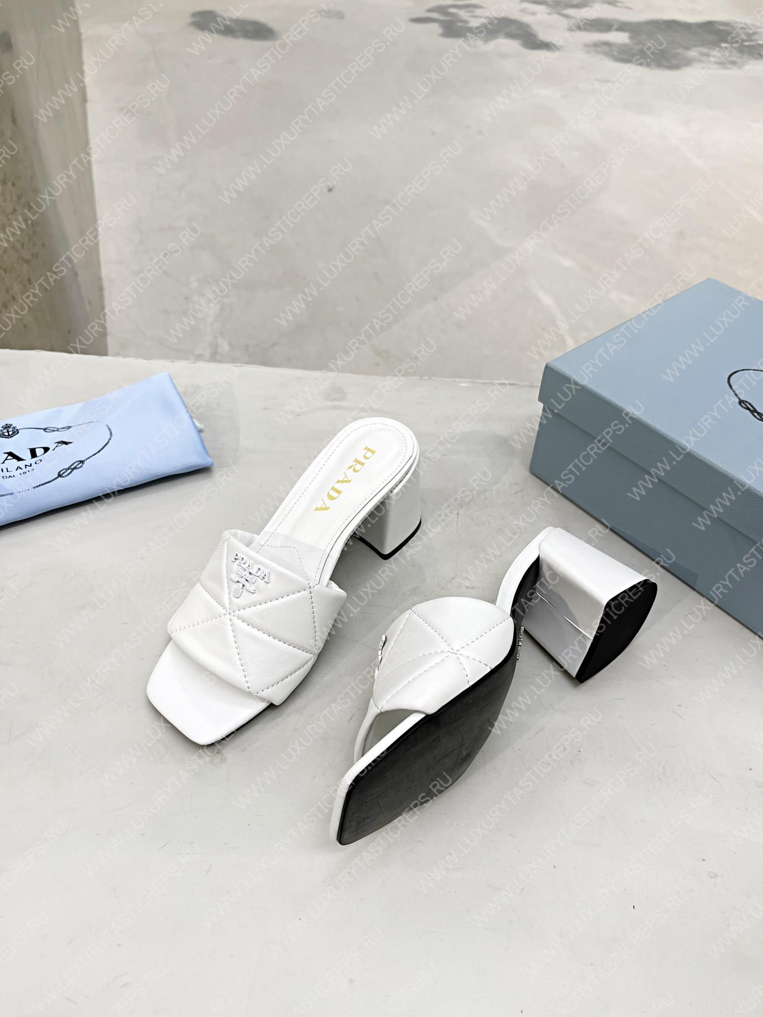 Pra*a quilted nappa leather heeled sandals white 1xx583