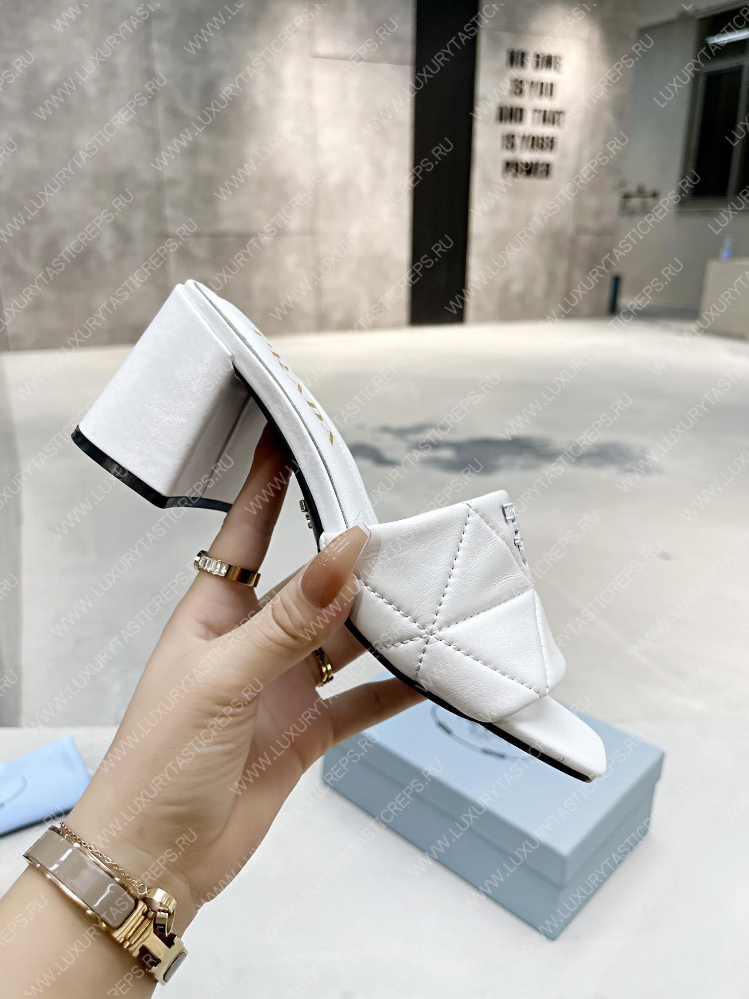 Pra*a quilted nappa leather heeled sandals white 1xx583