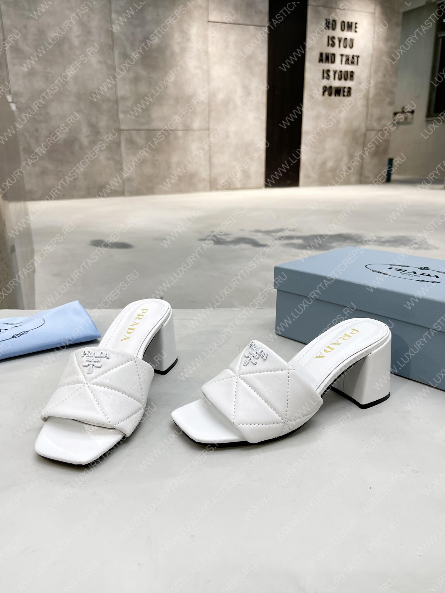 Pra*a quilted nappa leather heeled sandals white 1xx583