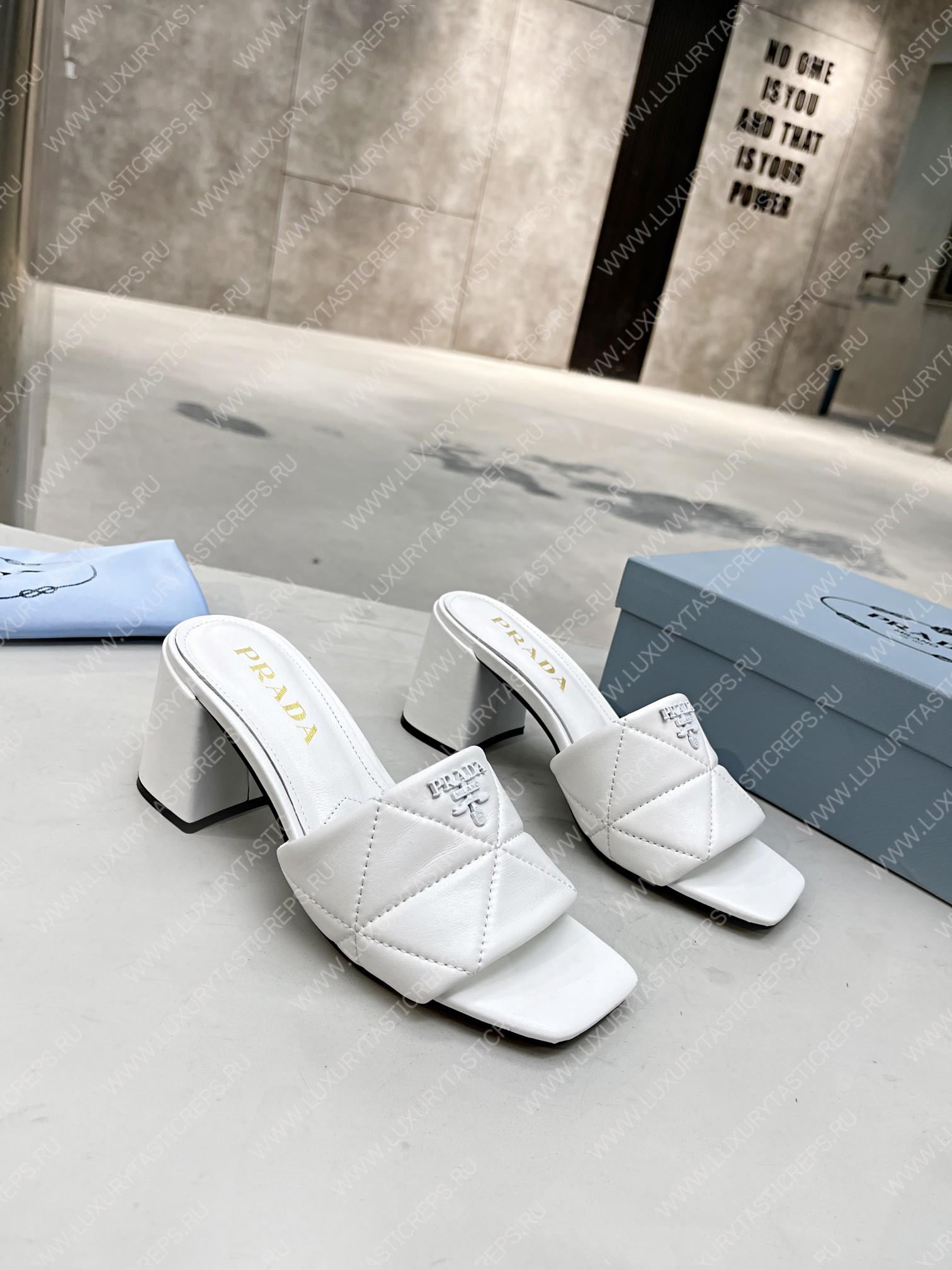 Pra*a quilted nappa leather heeled sandals white 1xx583