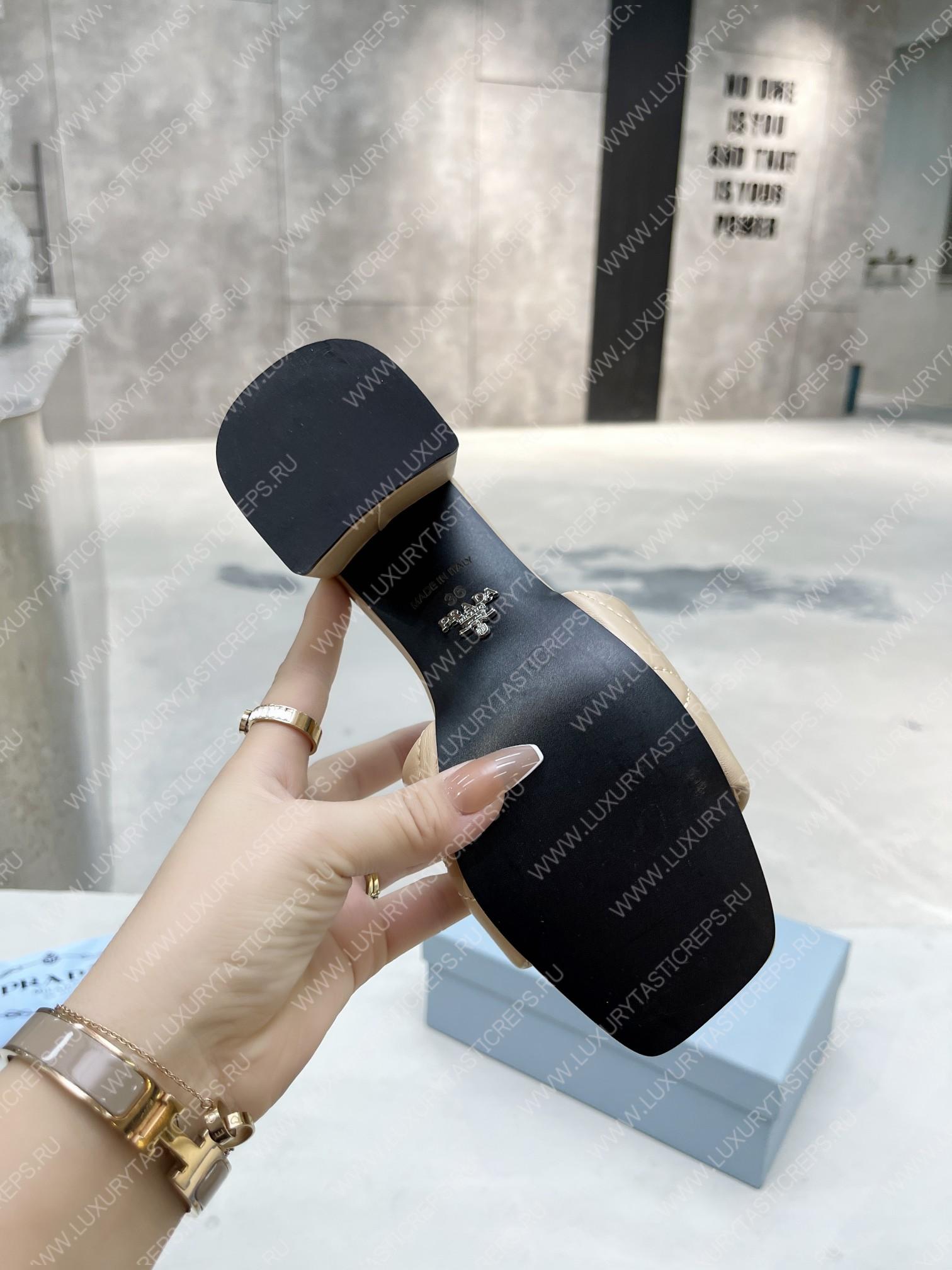 Pra*a quilted nappa leather heeled sandals desert beige 1xx583