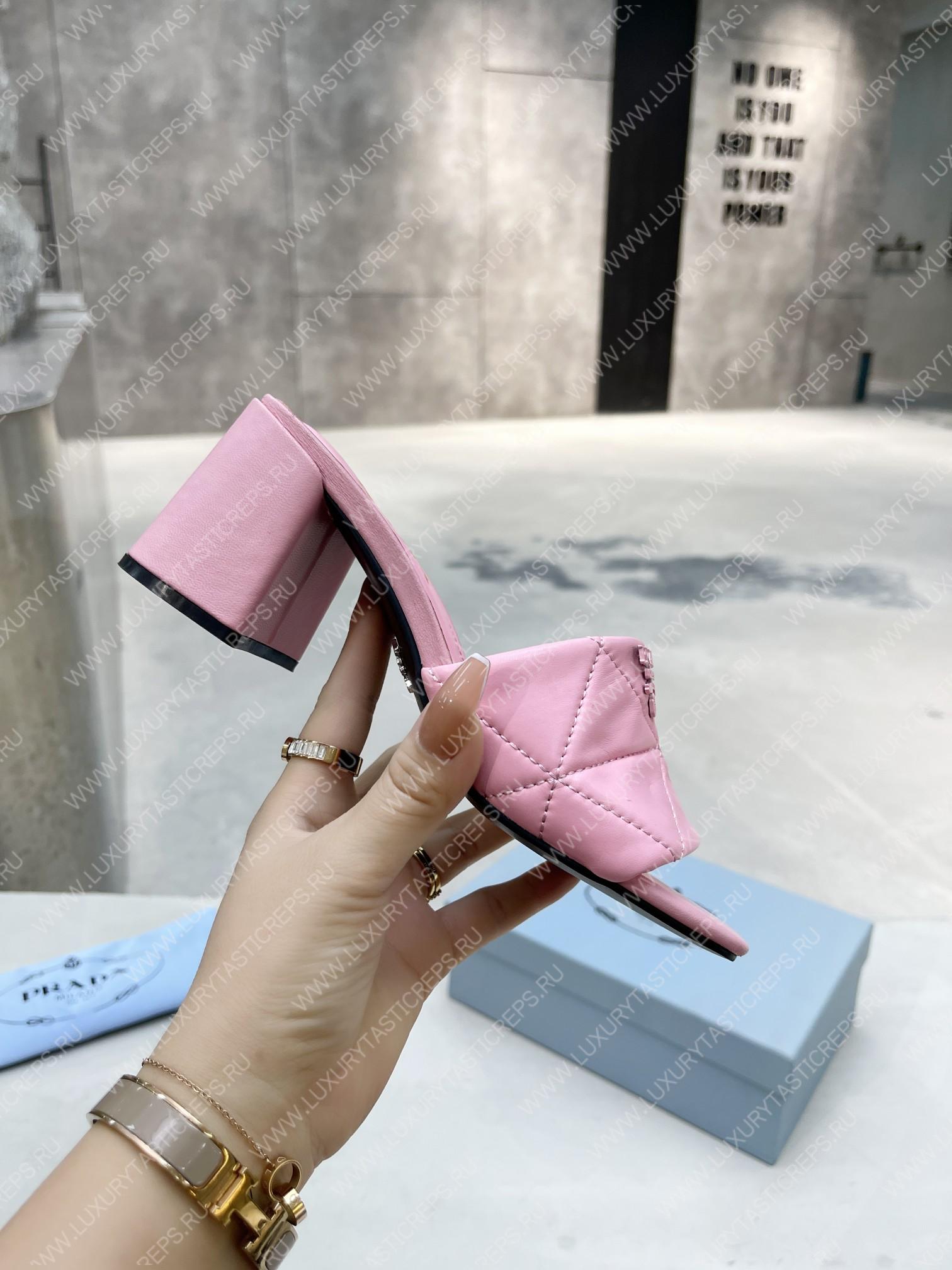 Pra*a quilted nappa leather heeled sandals pink 1xx583