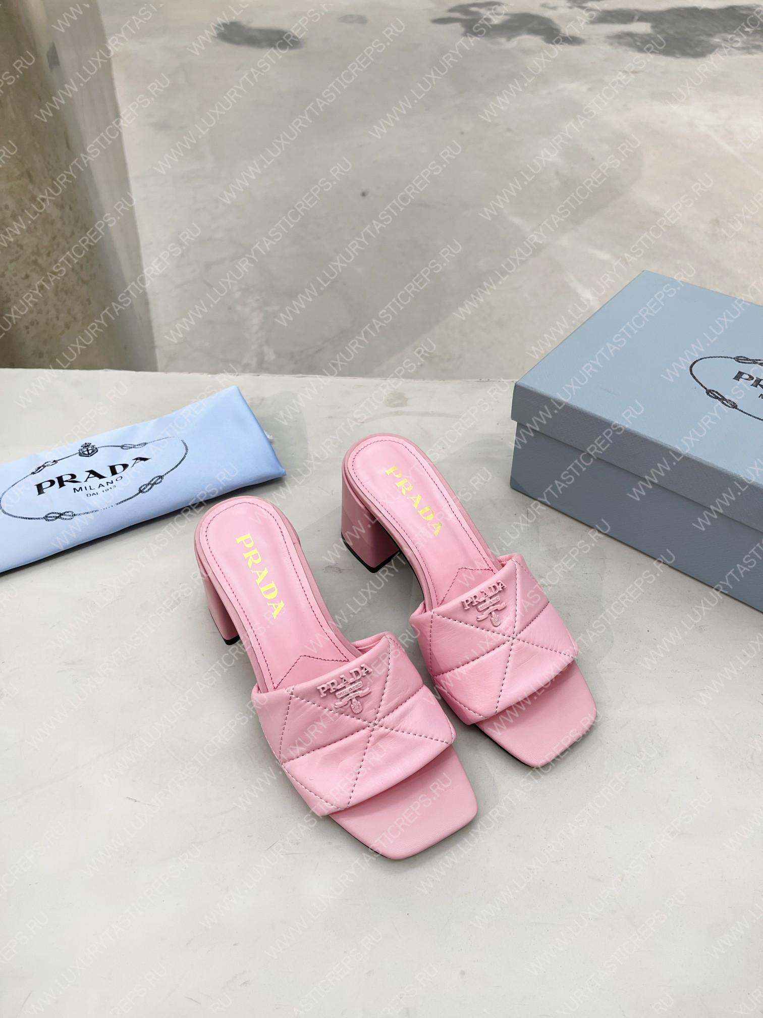 Pra*a quilted nappa leather heeled sandals pink 1xx583