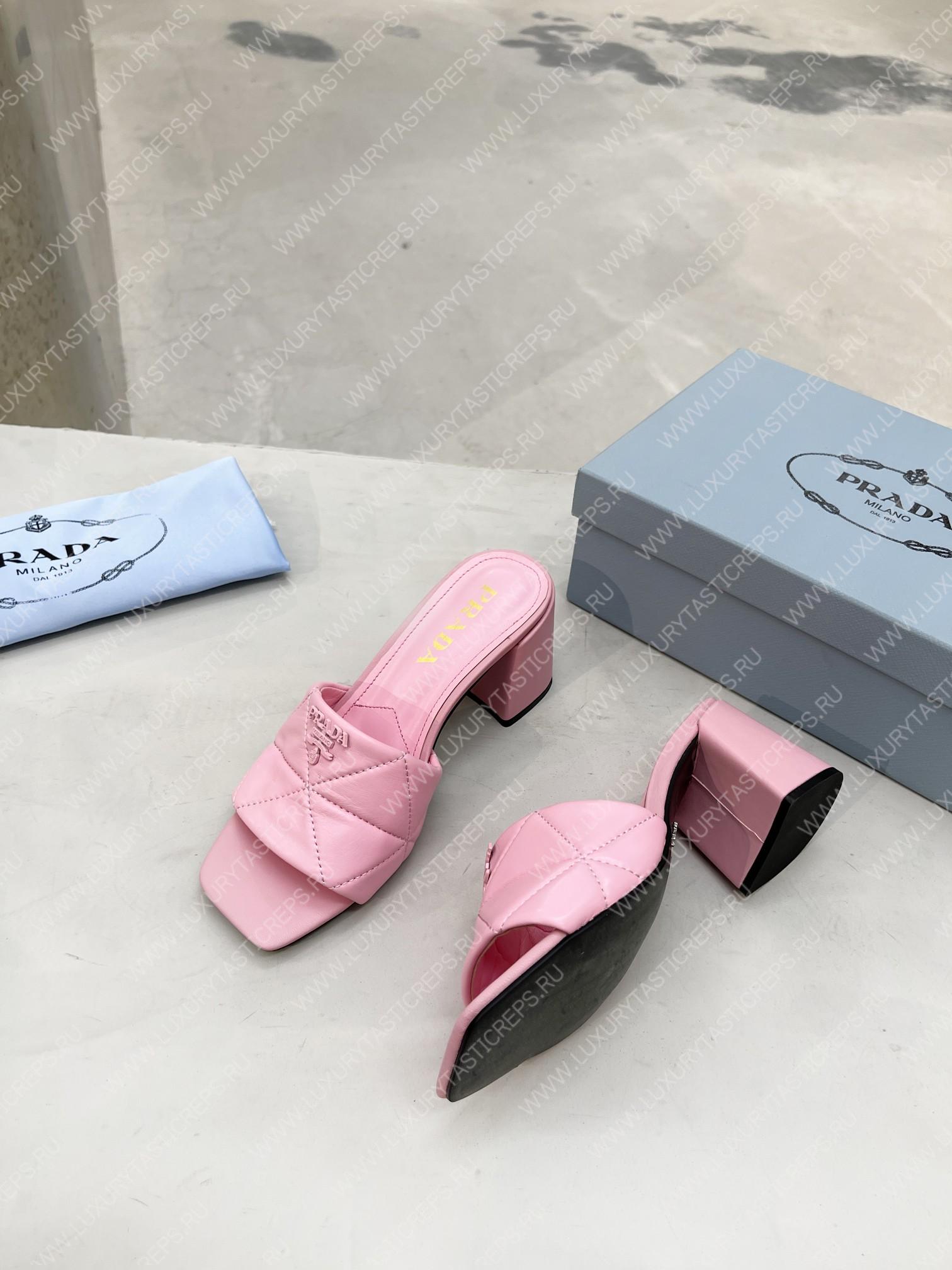 Pra*a quilted nappa leather heeled sandals pink 1xx583